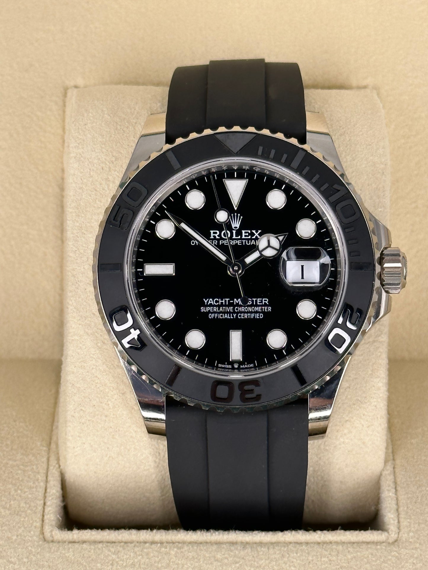 NEW 2023 Rolex Yacht-Master 42mm 226659 White Gold Oysterflex Black Dial - MyWatchLLC