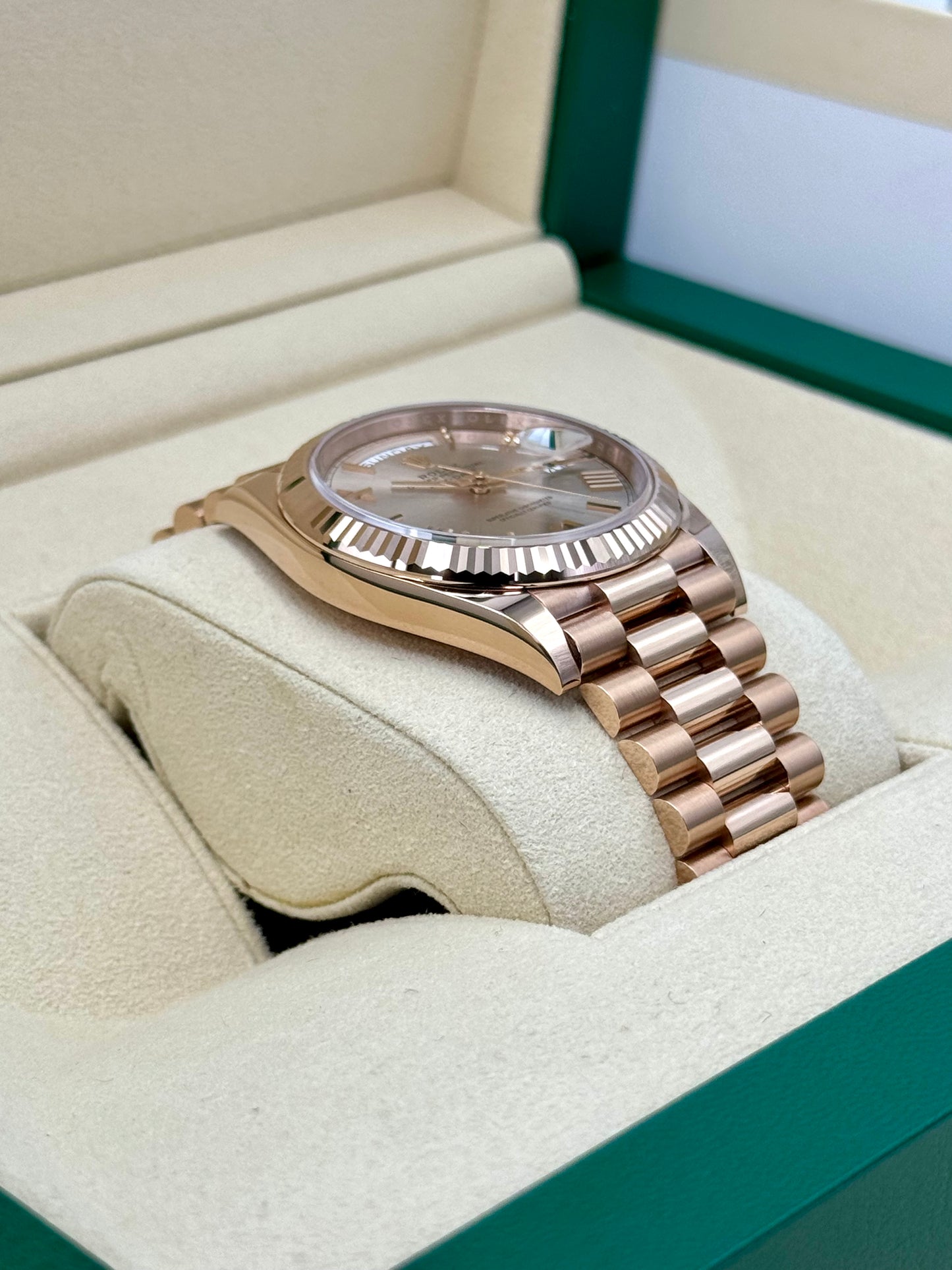 NEW 2021 Rolex Day-Date 40mm 228235 Rose Gold Sundust Dial - MyWatchLLC