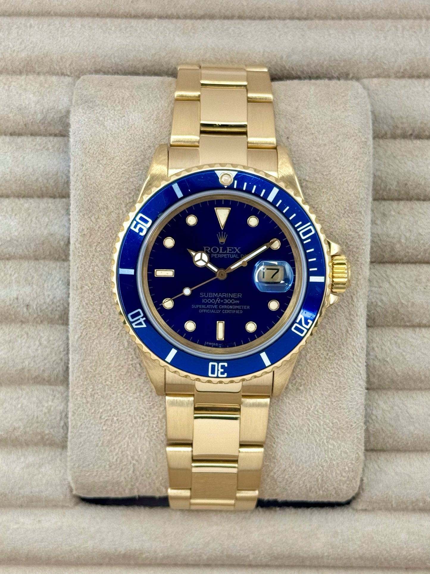 1987 Rolex Submariner "Bluesy" 40mm 16808 Yellow Gold Blue Dial - MyWatchLLC