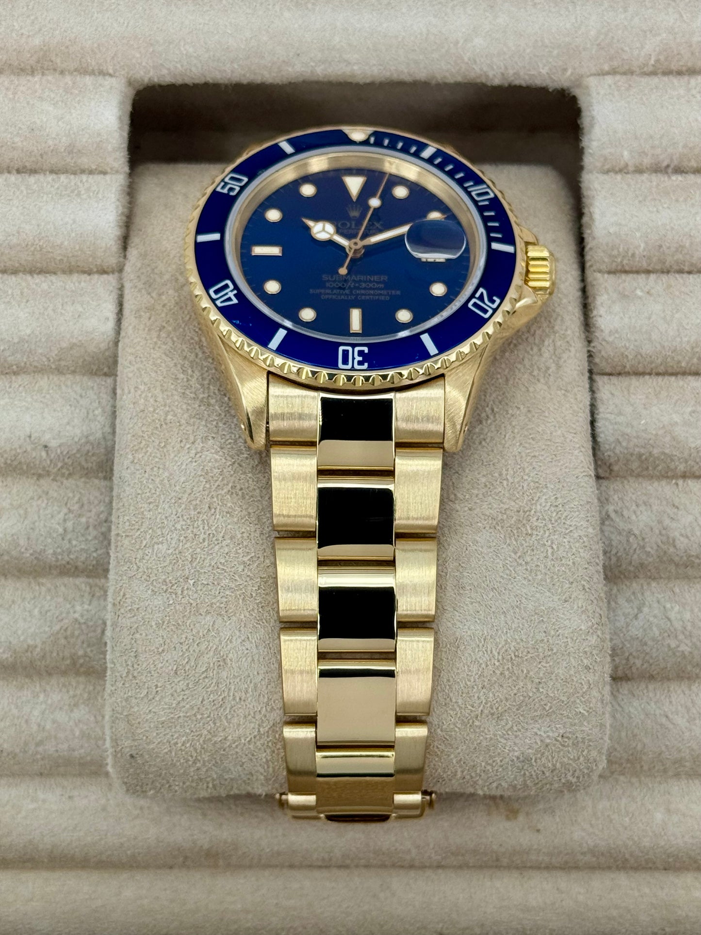 1987 Rolex Submariner "Bluesy" 40mm 16808 Yellow Gold Blue Dial - MyWatchLLC