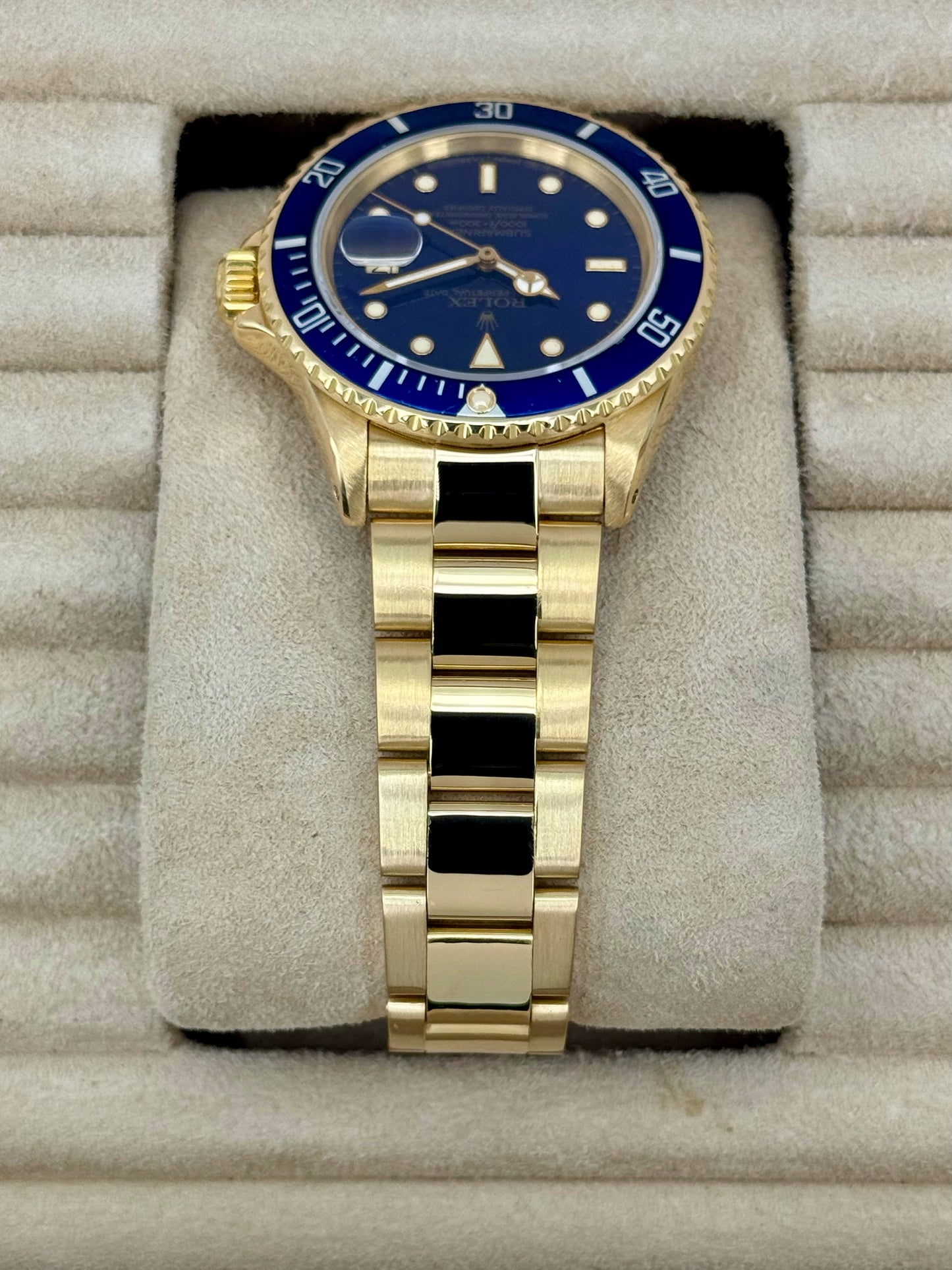 1987 Rolex Submariner "Bluesy" 40mm 16808 Yellow Gold Blue Dial - MyWatchLLC