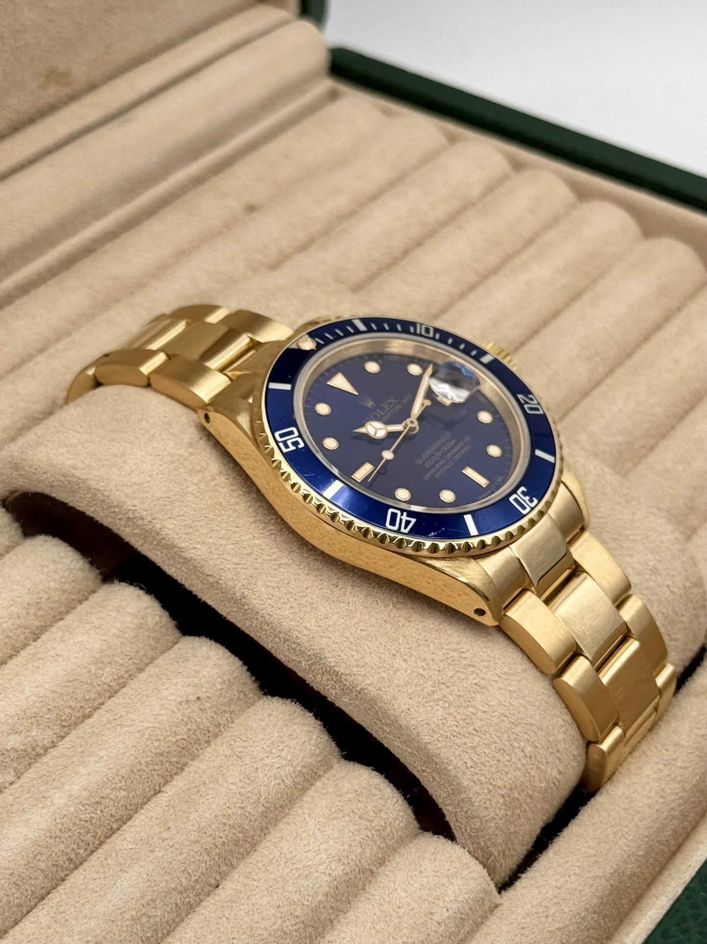 1987 Rolex Submariner "Bluesy" 40mm 16808 Yellow Gold Blue Dial - MyWatchLLC