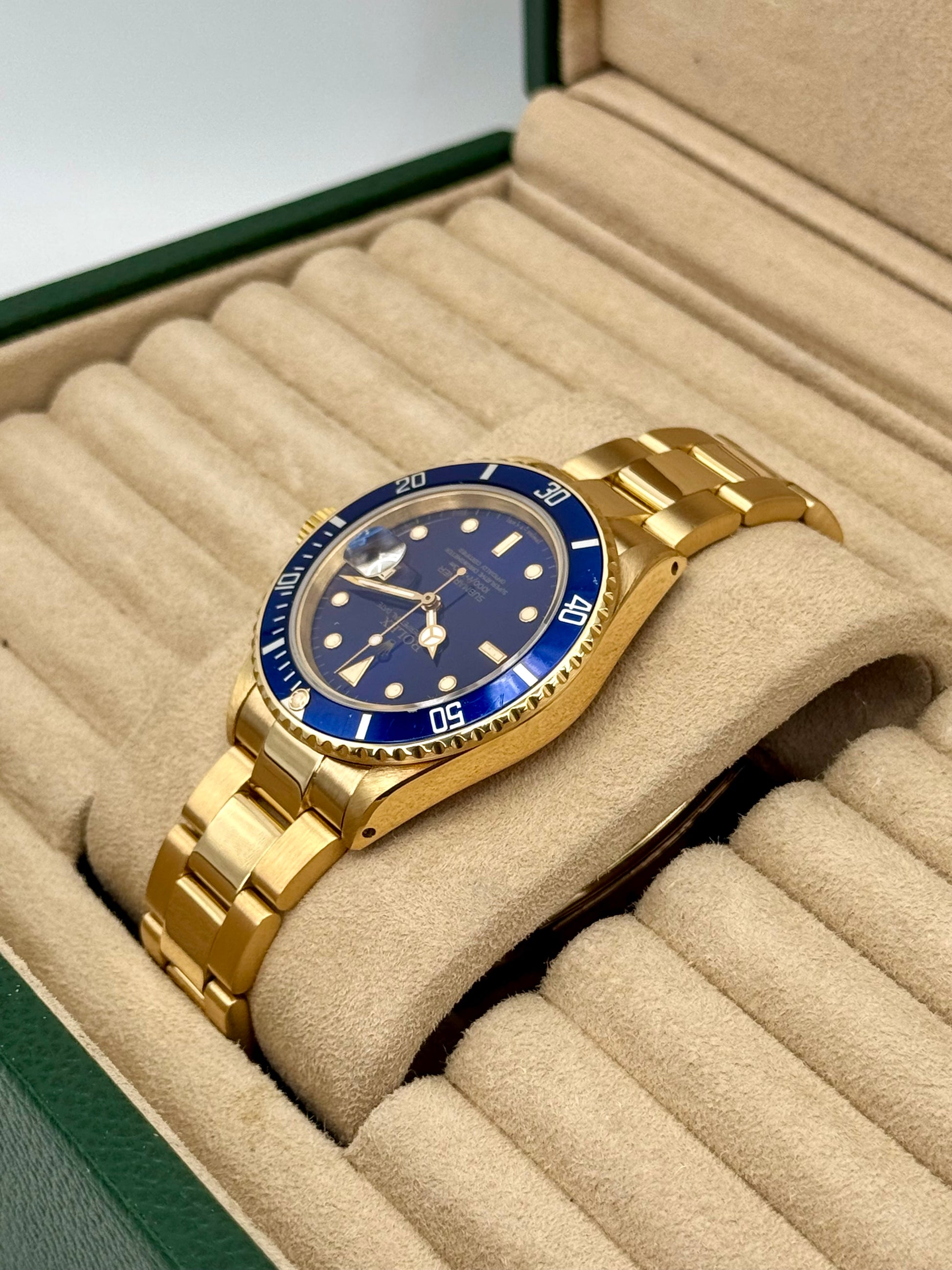 1987 Rolex Submariner "Bluesy" 40mm 16808 Yellow Gold Blue Dial - MyWatchLLC