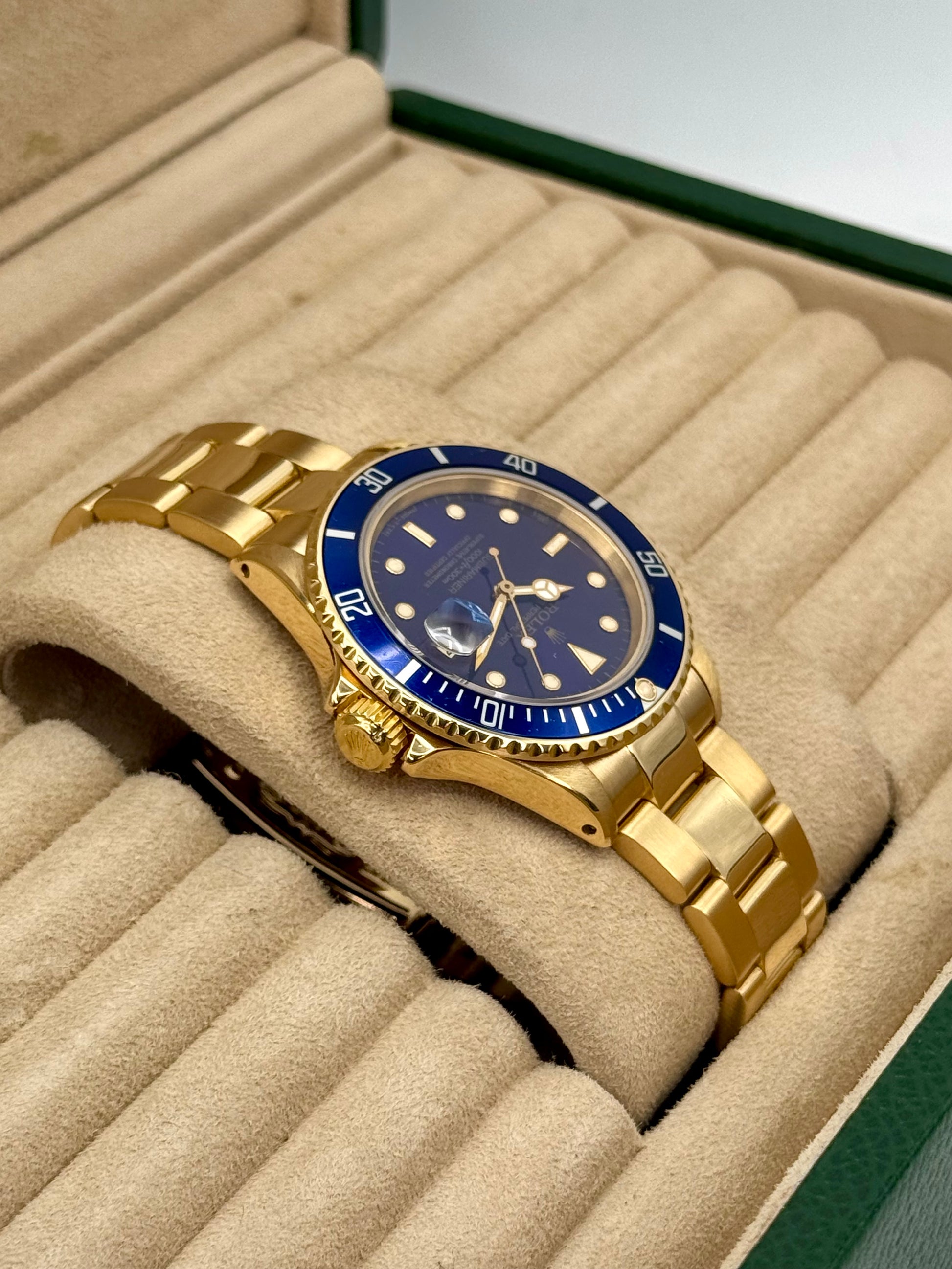 1987 Rolex Submariner "Bluesy" 40mm 16808 Yellow Gold Blue Dial - MyWatchLLC