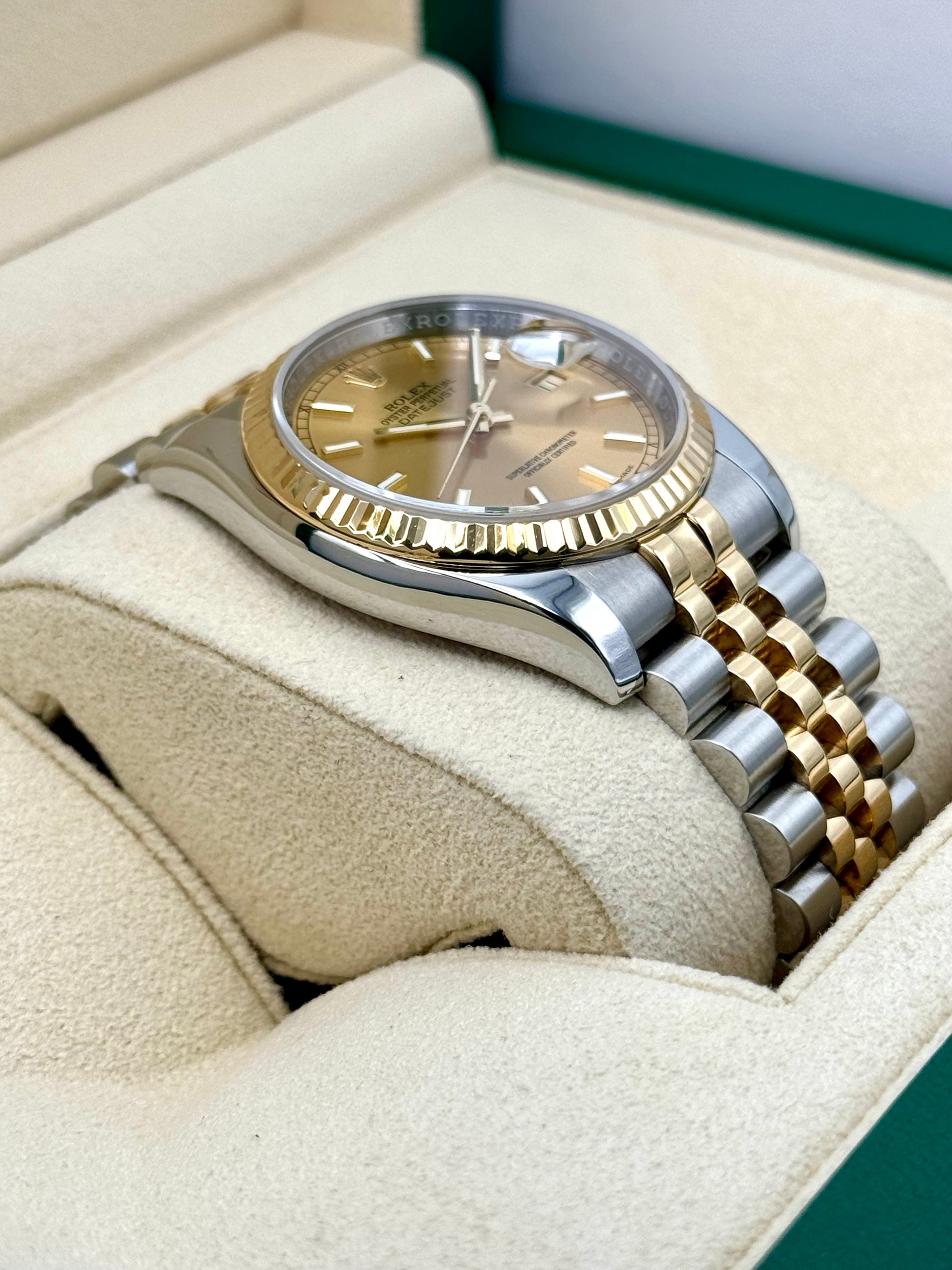 Rolex Datejust 36mm 116233 Two-Tone Jubilee Champagne Stickl Dial - MyWatchLLC