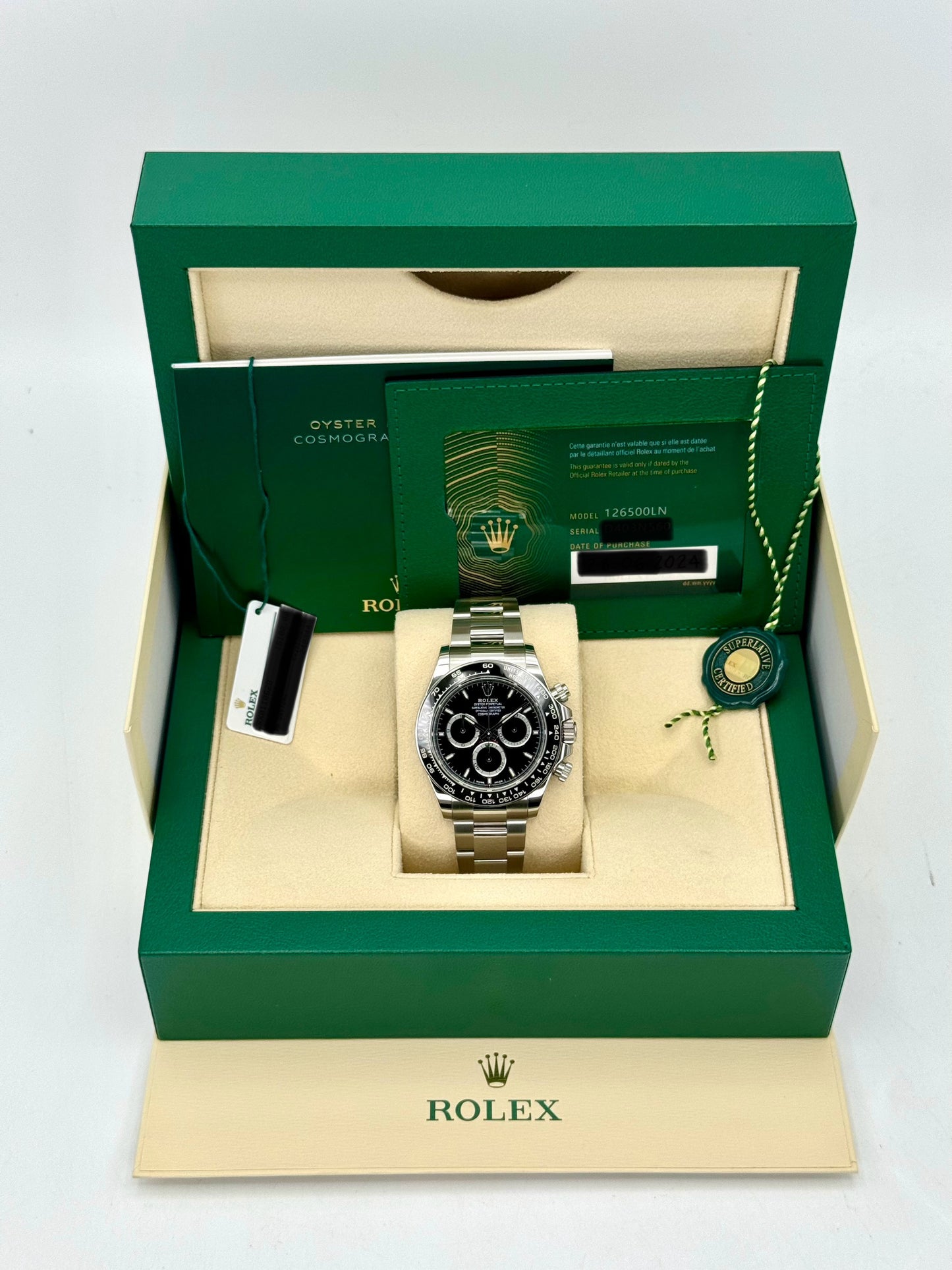 NEW 2024 Rolex Daytona 40mm 126500LN Stainless Steel Black Dial