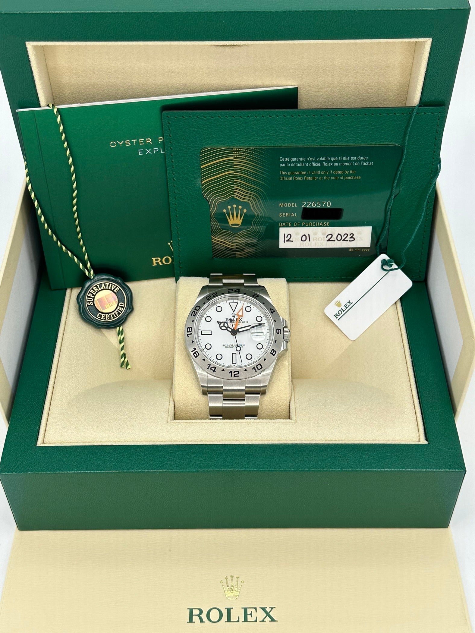 2023 Rolex Explorer II 42mm 226570 Stainless Steel White Polar Dial - MyWatchLLC