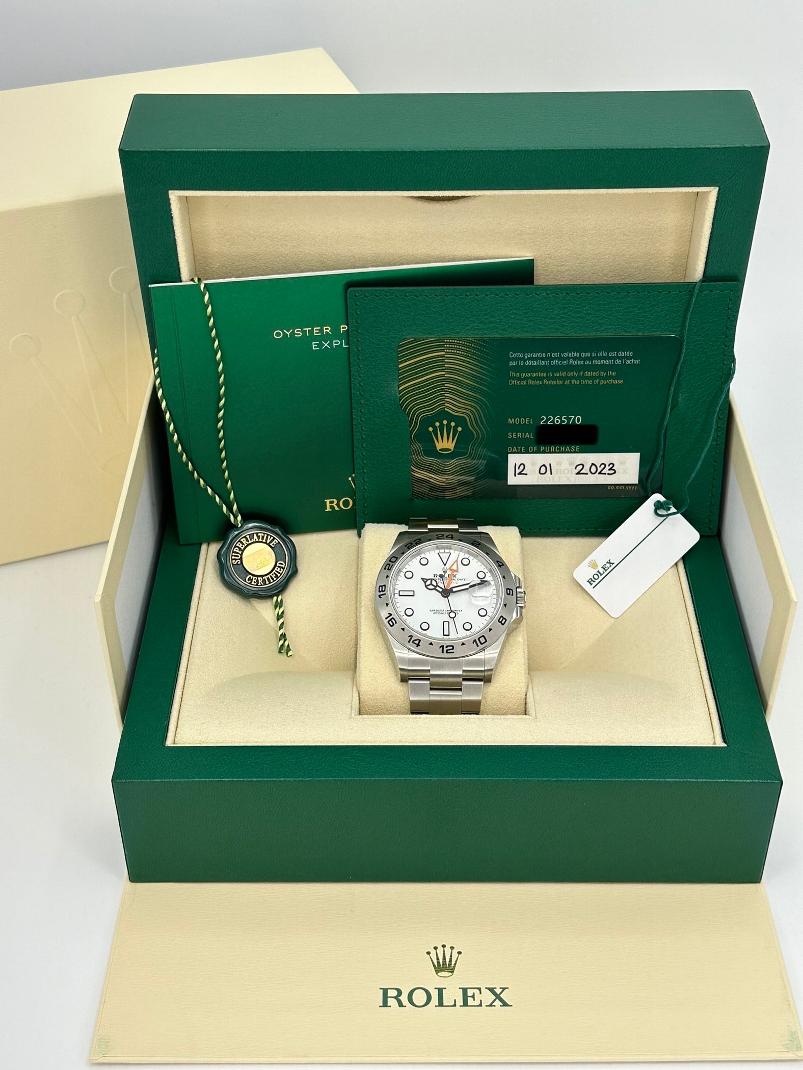 2023 Rolex Explorer II 42mm 226570 Stainless Steel White Polar Dial - MyWatchLLC