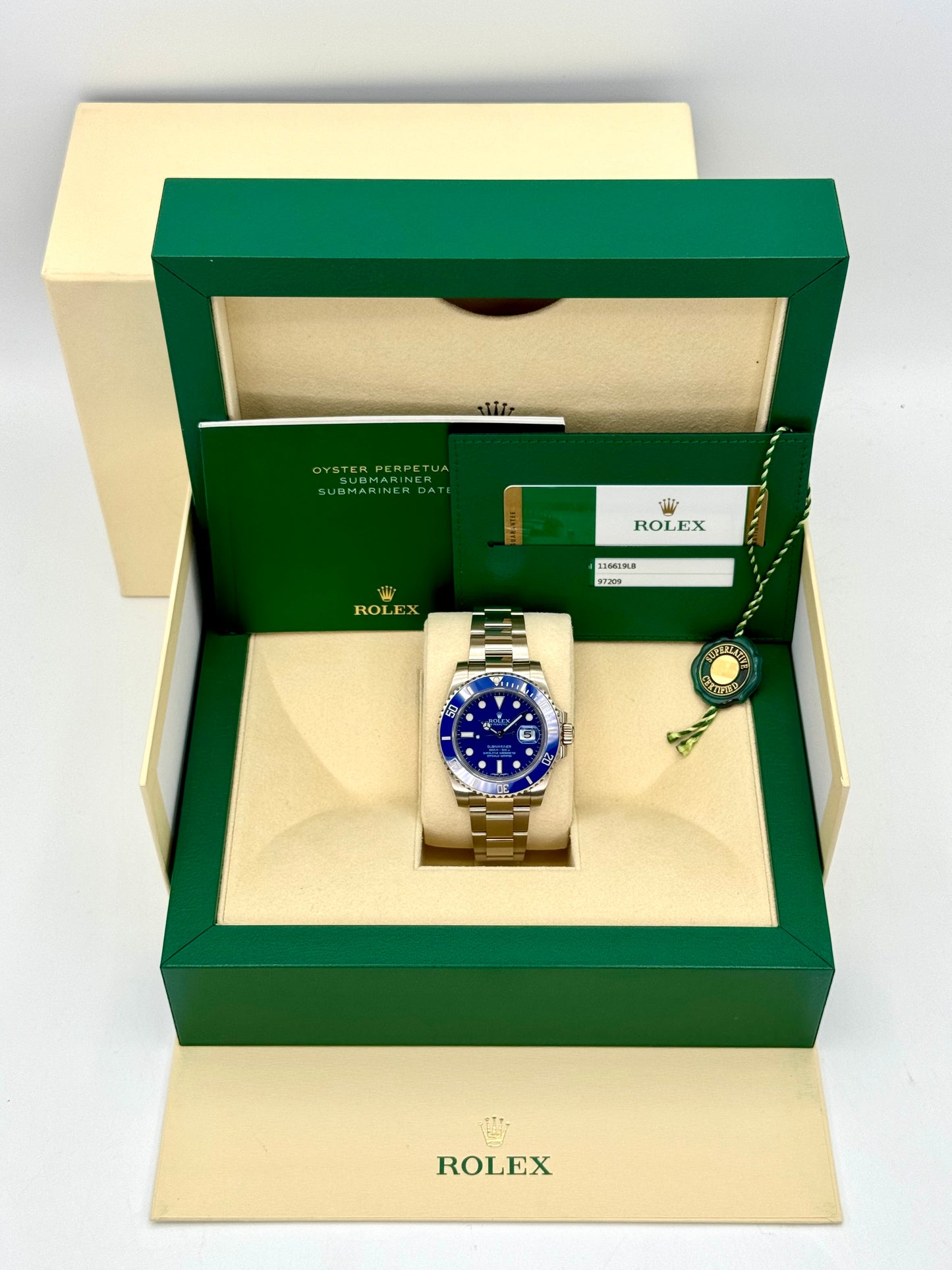 2018 Rolex Submariner "Smurf" 40mm 116619LB White Gold Blue Dial