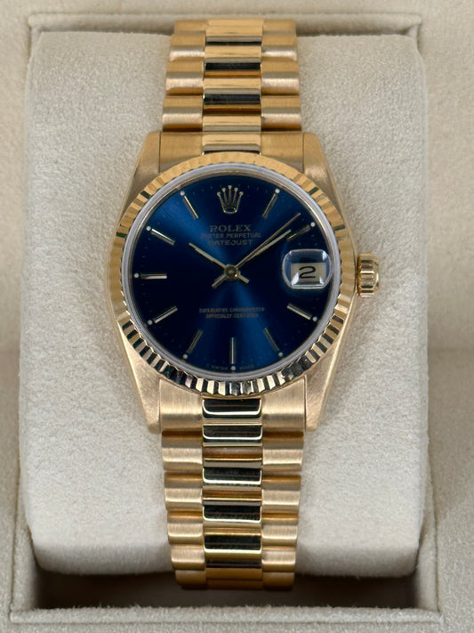 Rolex Datejust Presidential 31mm 68278 Blue Stick Dial - MyWatchLLC