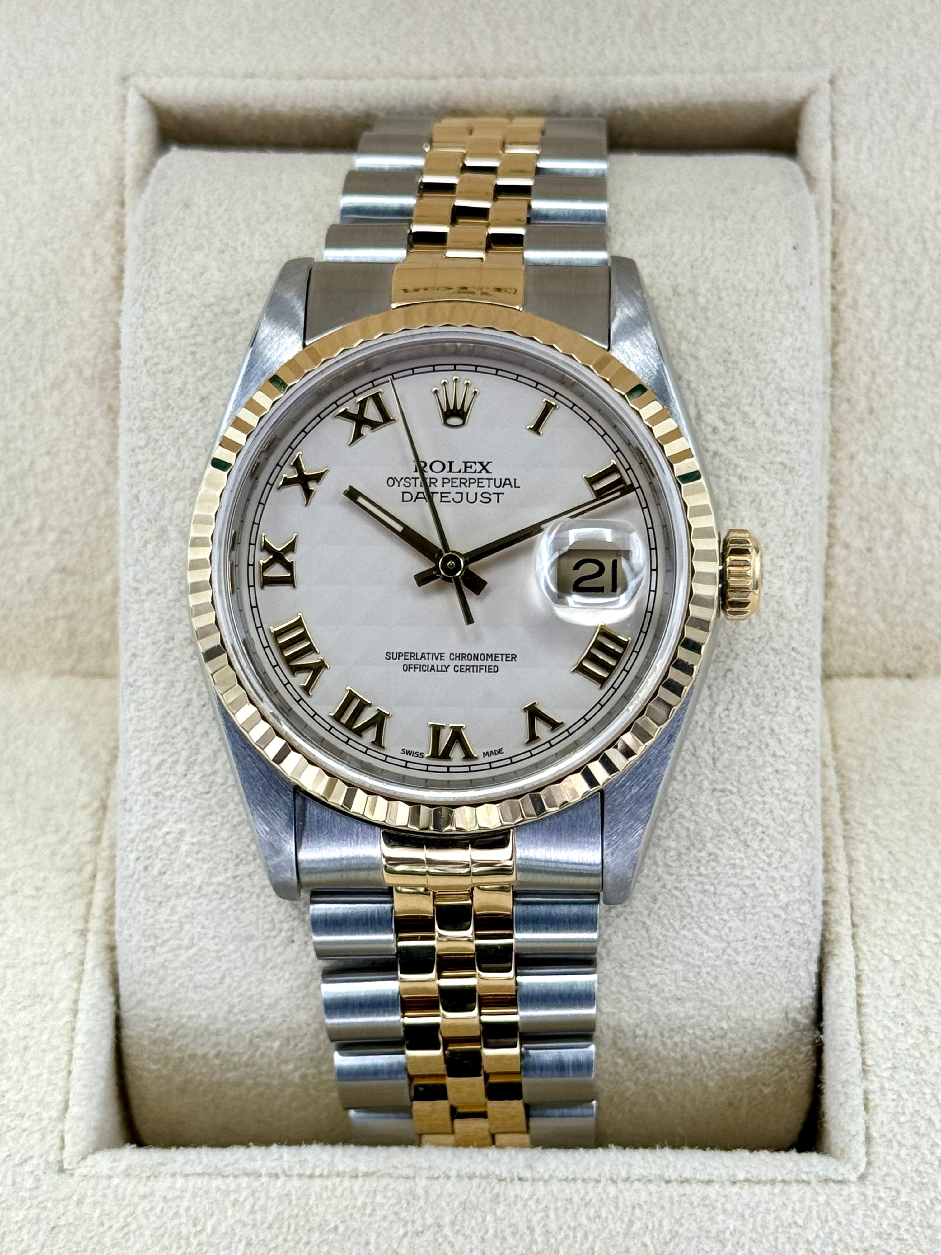 Rolex Datejust 36mm 16233 Two Tone Jubilee Roman Numeral Pyramid