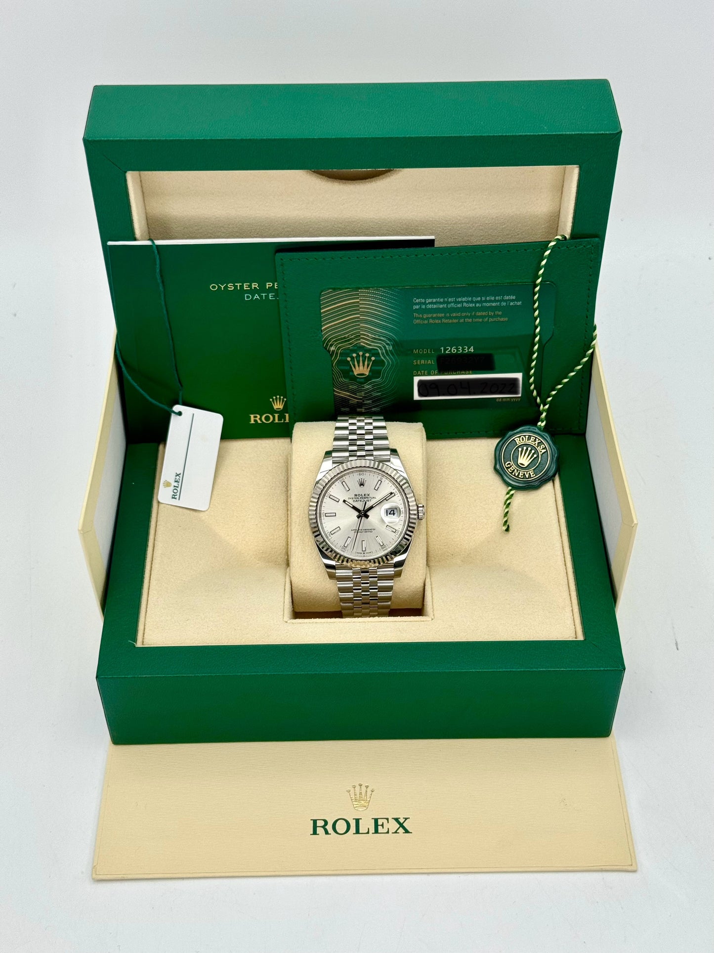 2022 Rolex Datejust 41mm 126334 Stainless Steel Jubilee Silver Dial