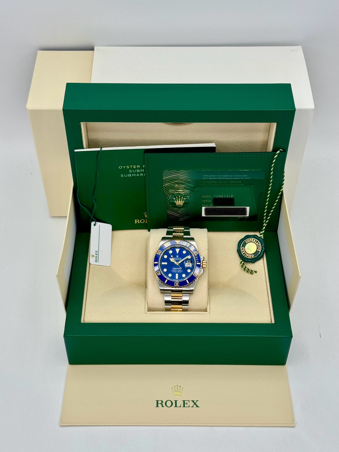 2020 Rolex Submariner "Bluesy" 41mm 126613LB Two-Tone Blue Dial