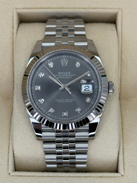 2023 Rolex Datejust 41mm 126334 Steel Jubilee Grey 10 Diamond Dial - MyWatchLLC