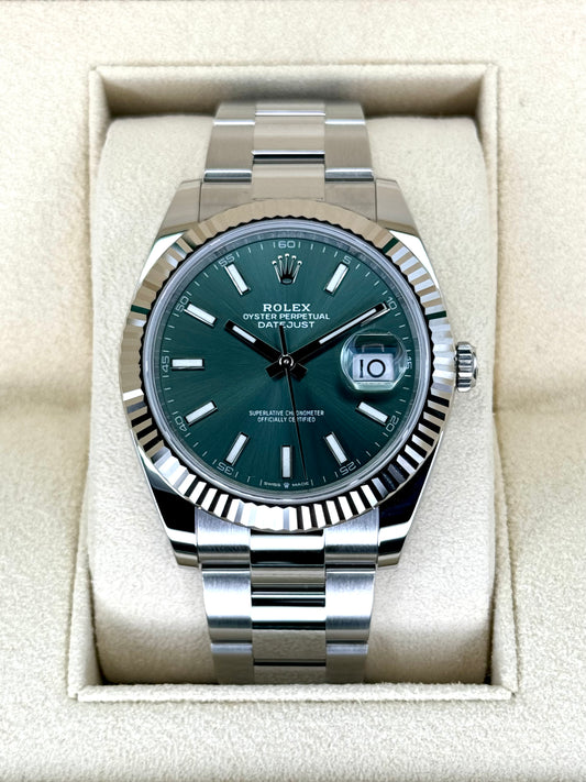 NEW 2023 Rolex Datejust 41mm 126334 Oyster Mint Green Dial - MyWatchLLC