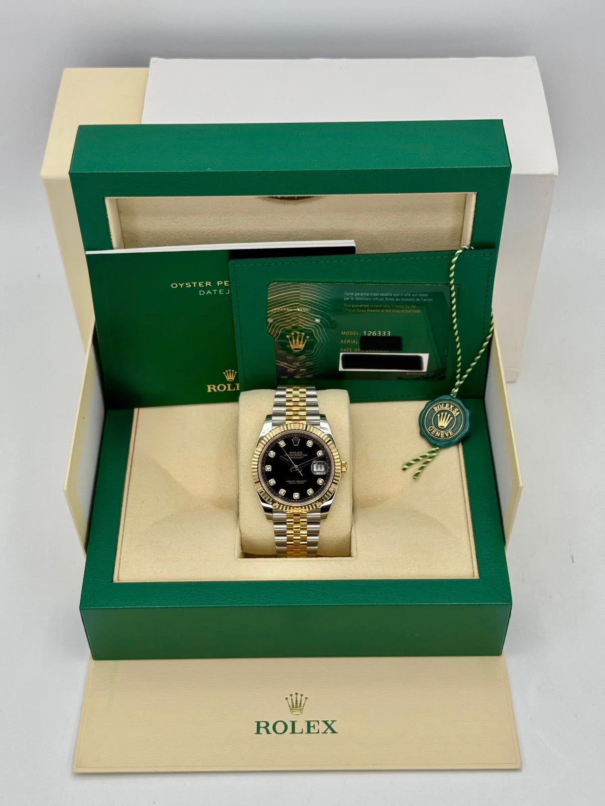 NEW 2025 Rolex Datejust 41mm 126333 Two-Tone Jubilee Black Diamond Dial - MyWatchLLC