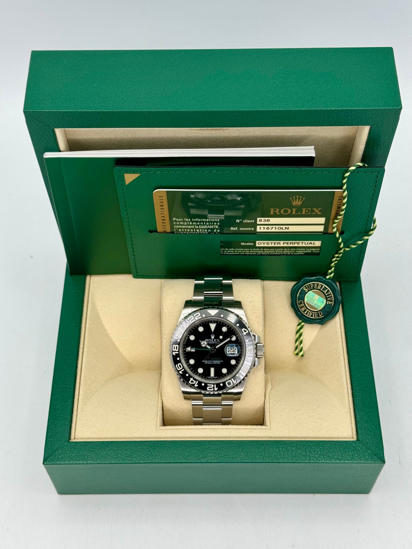 2015 Rolex GMT-Master II 40mm 116710LN Stainless Steel Black Dial