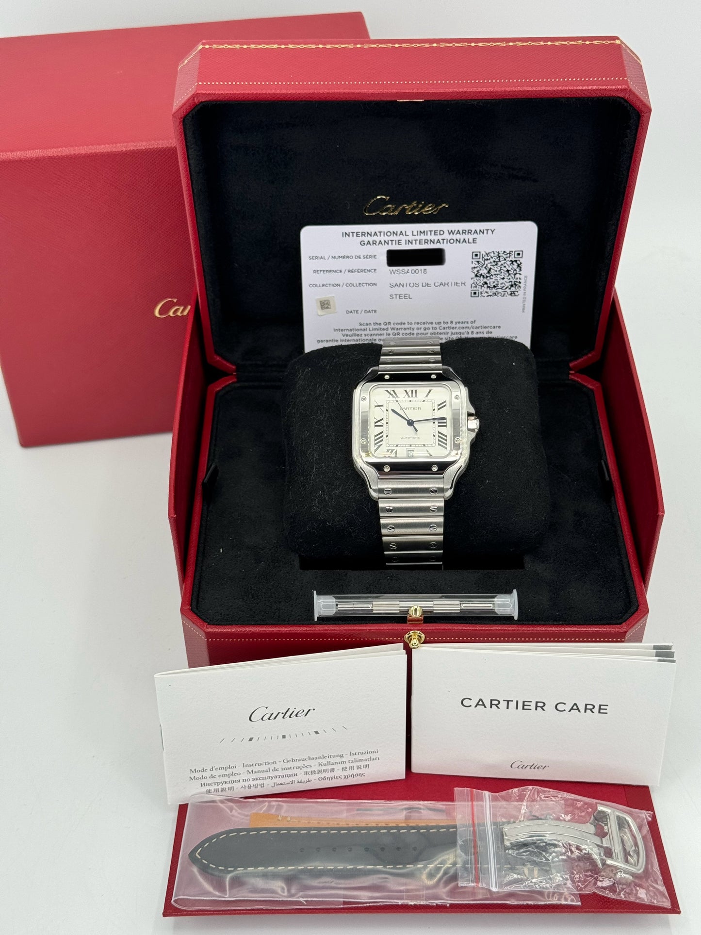 Santos De Cartier 39.8mm WSSA0018 Stainless Steel White Dial - MyWatchLLC