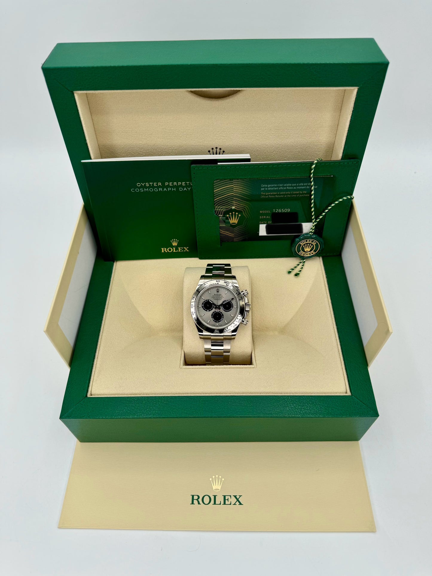 NEW 2023 Rolex Daytona 40mm 126509 White Gold Ghost Dial - MyWatchLLC
