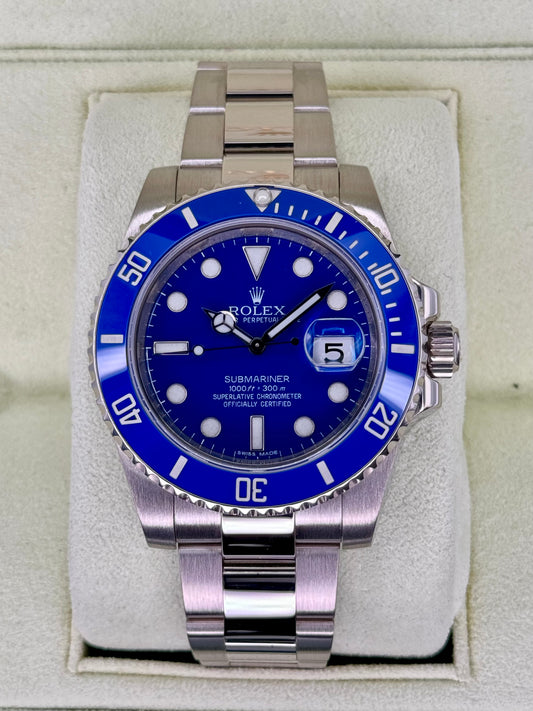 2013 Rolex Submariner Date "Smurf" 40mm 116619LB White Gold Blue Dial - MyWatchLLC