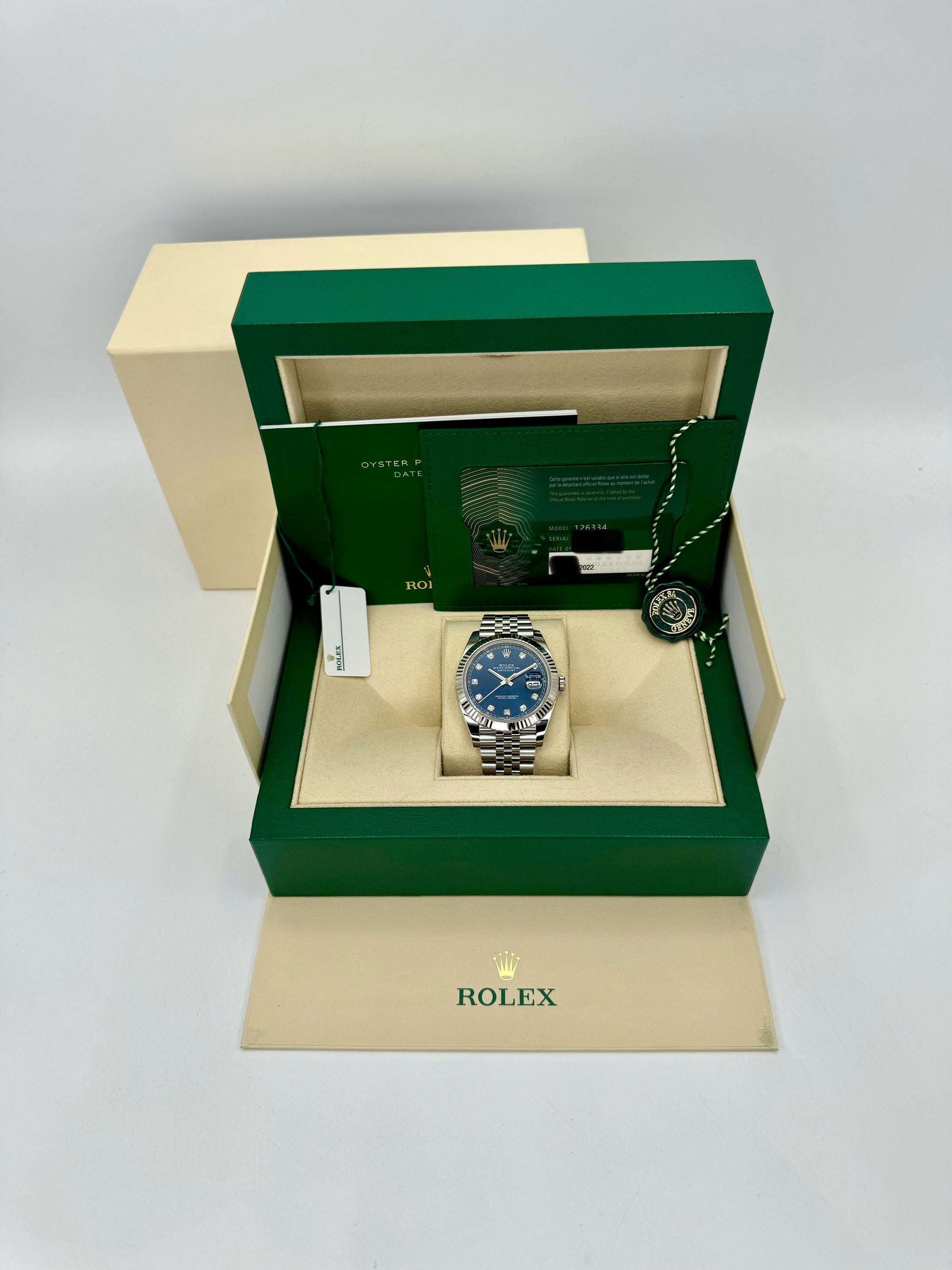 2022 Rolex Datejust 41mm 126333 Jubilee Blue Diamond Dial - MyWatchLLC