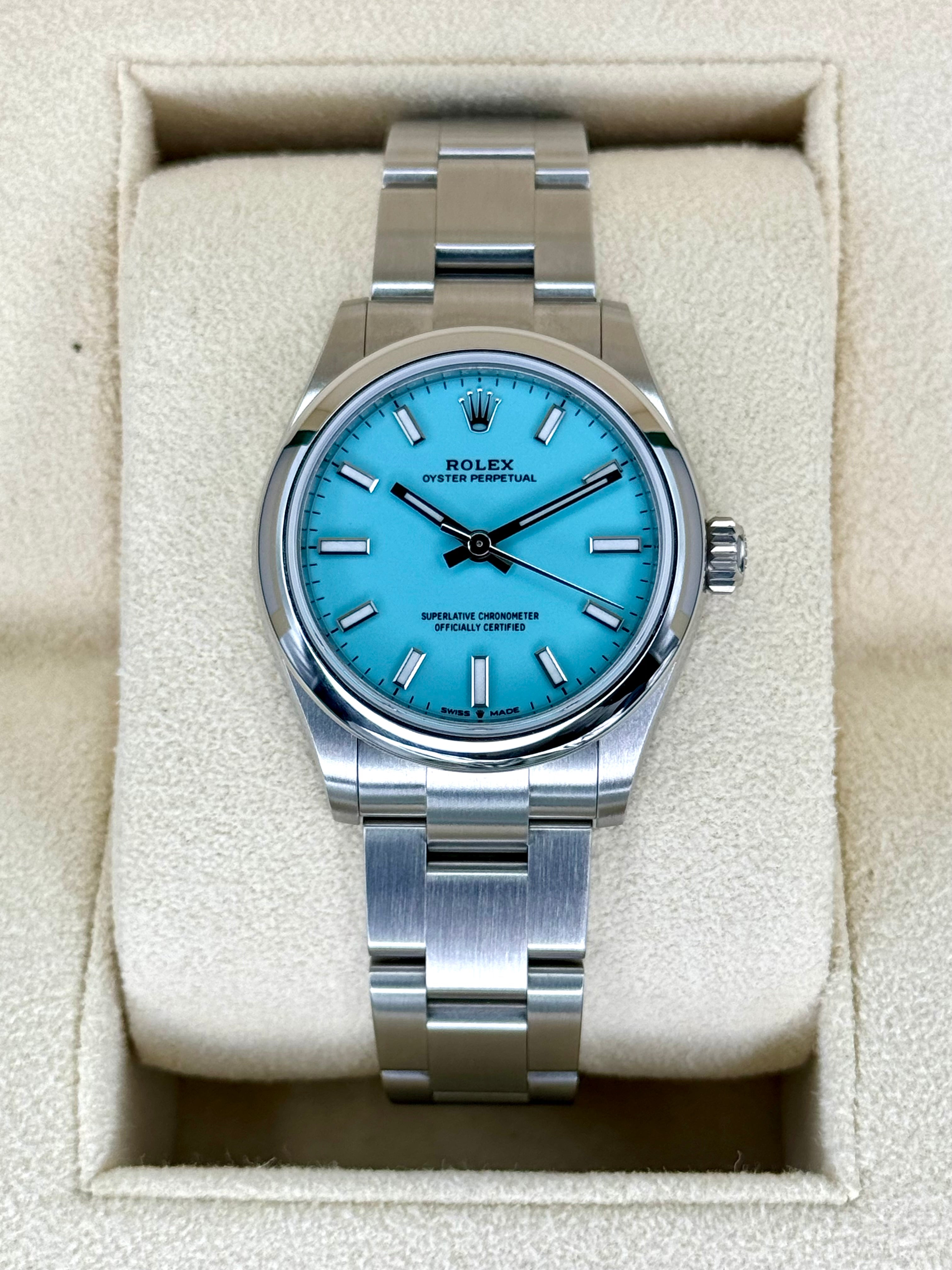 Rolex perpetual best sale tiffany blue