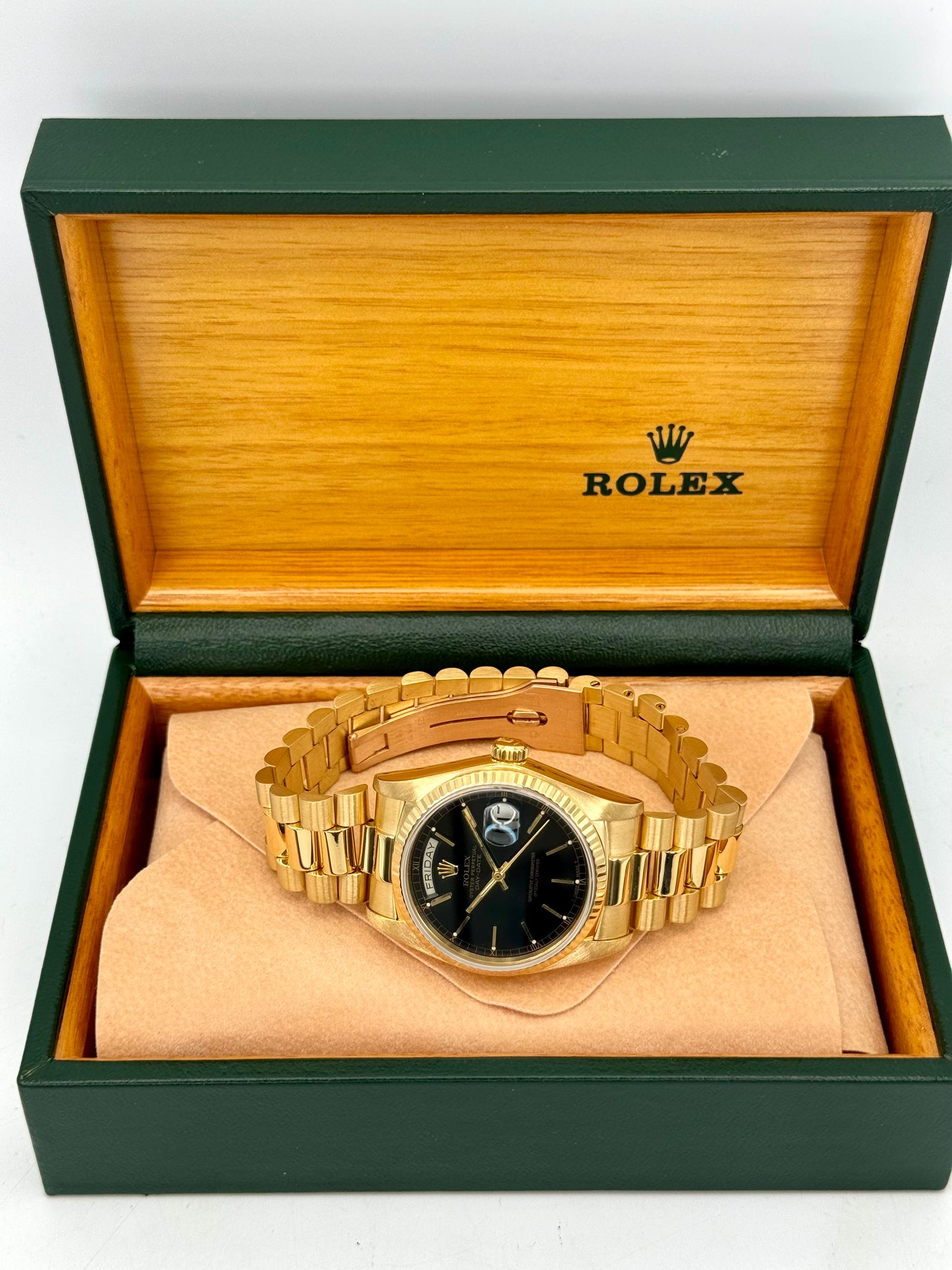 1981 Rolex Day-Date 36mm 18038 Presidential Black Dial