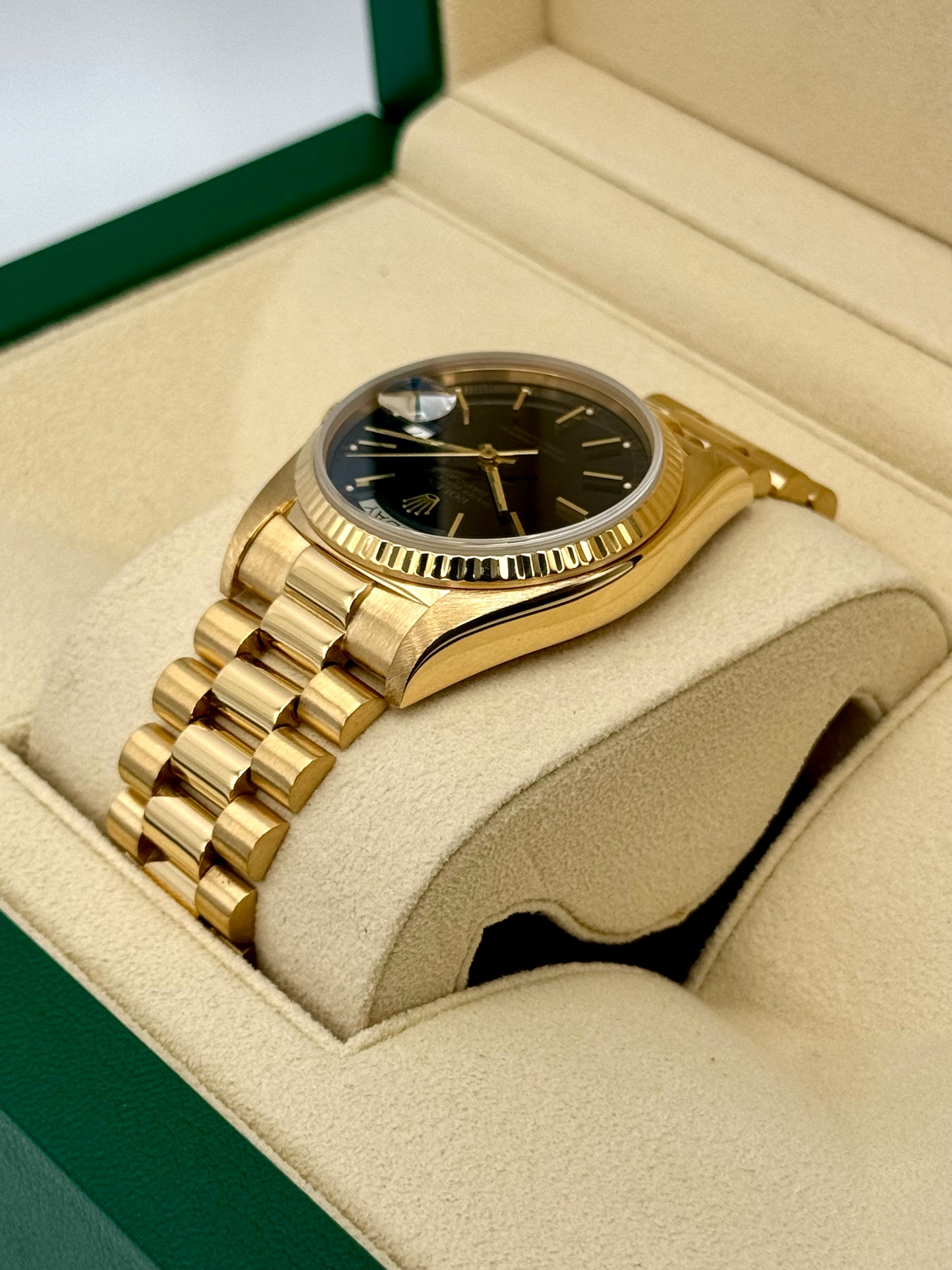 1981 Rolex Day-Date 36mm 18038 Presidential Black Dial