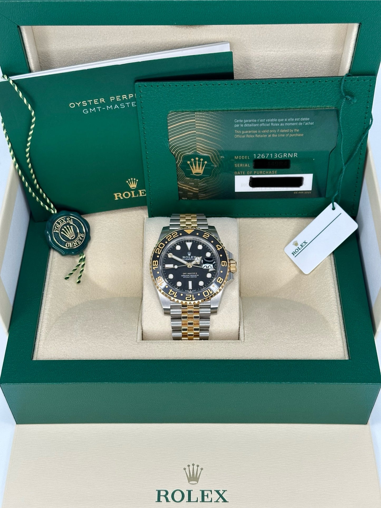 NEW 2023 Rolex GMT-Master II 40mm 126713GRNR Jubilee Black Dial - MyWatchLLC