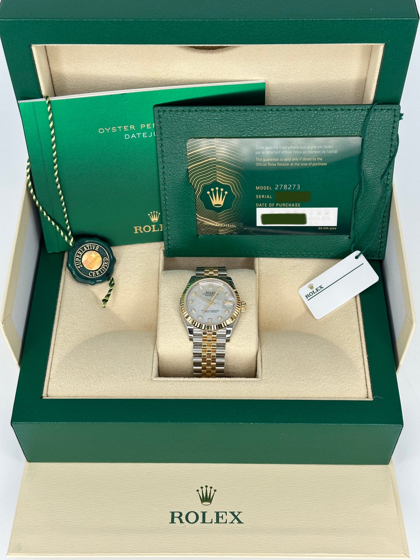 NEW 2023 Rolex Datejust 31mm 278273 Two-Tone Jubilee MOP Diamond Dial - MyWatchLLC