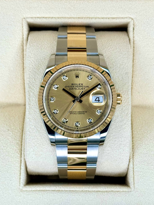 NEW 2024 Rolex Datejust 36mm 126233 Two-Tone Champagne Diamond Dial