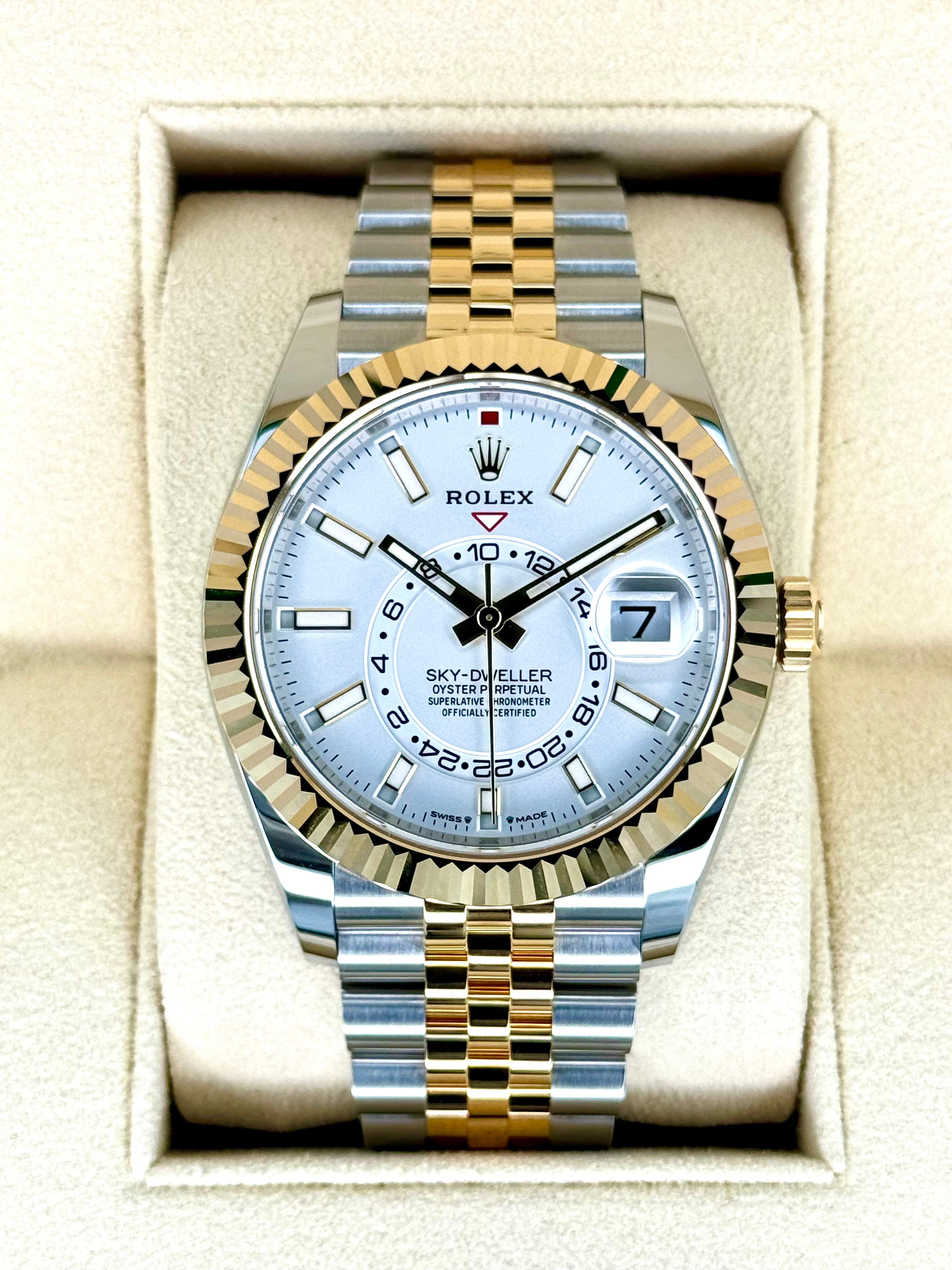 NEW 2024 Rolex Sky Dweller 42mm 336933 Two Tone Jubilee White Dial