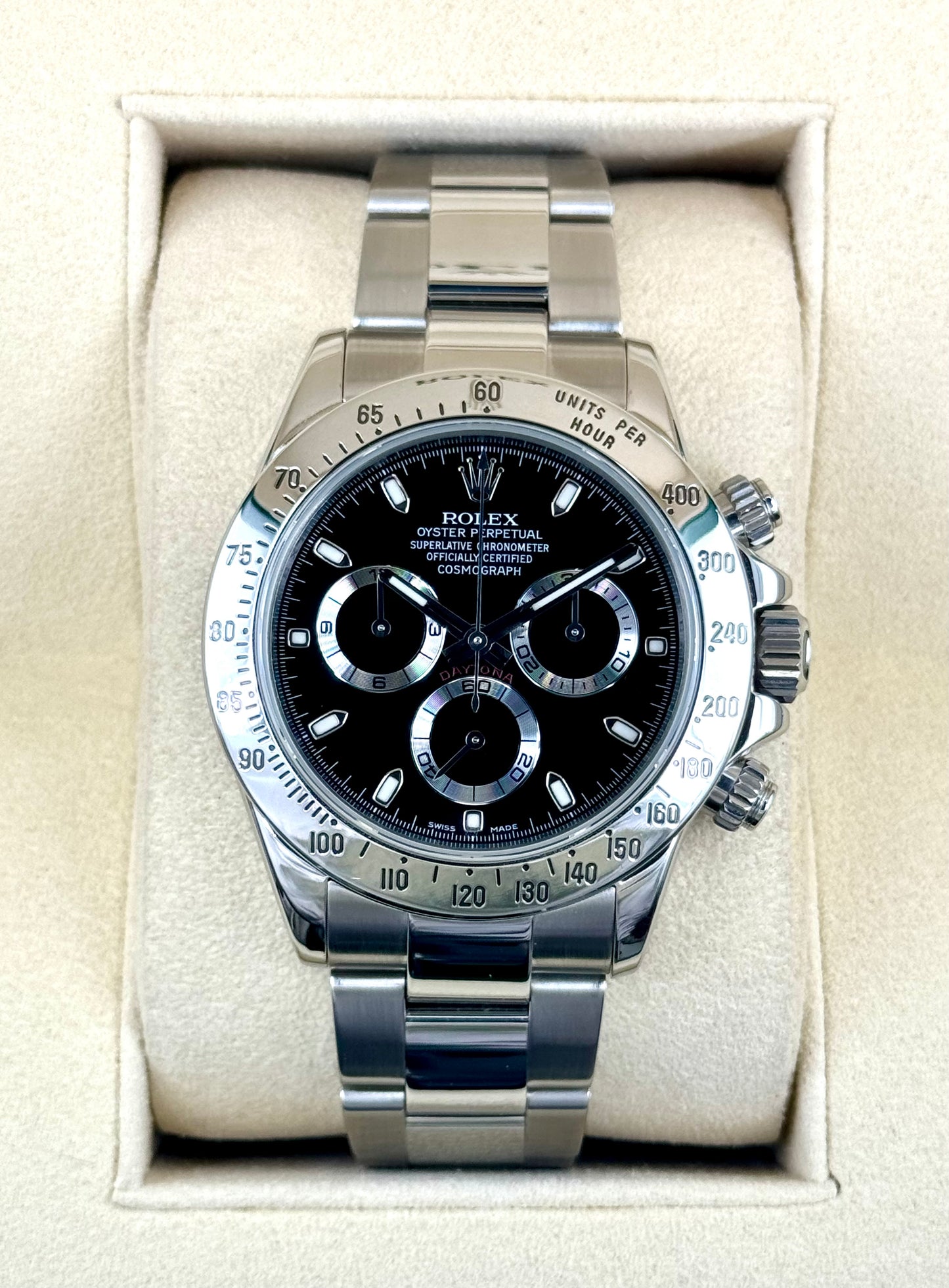 2015 Rolex Daytona 40mm 116520 Stainless Steel Black Dial