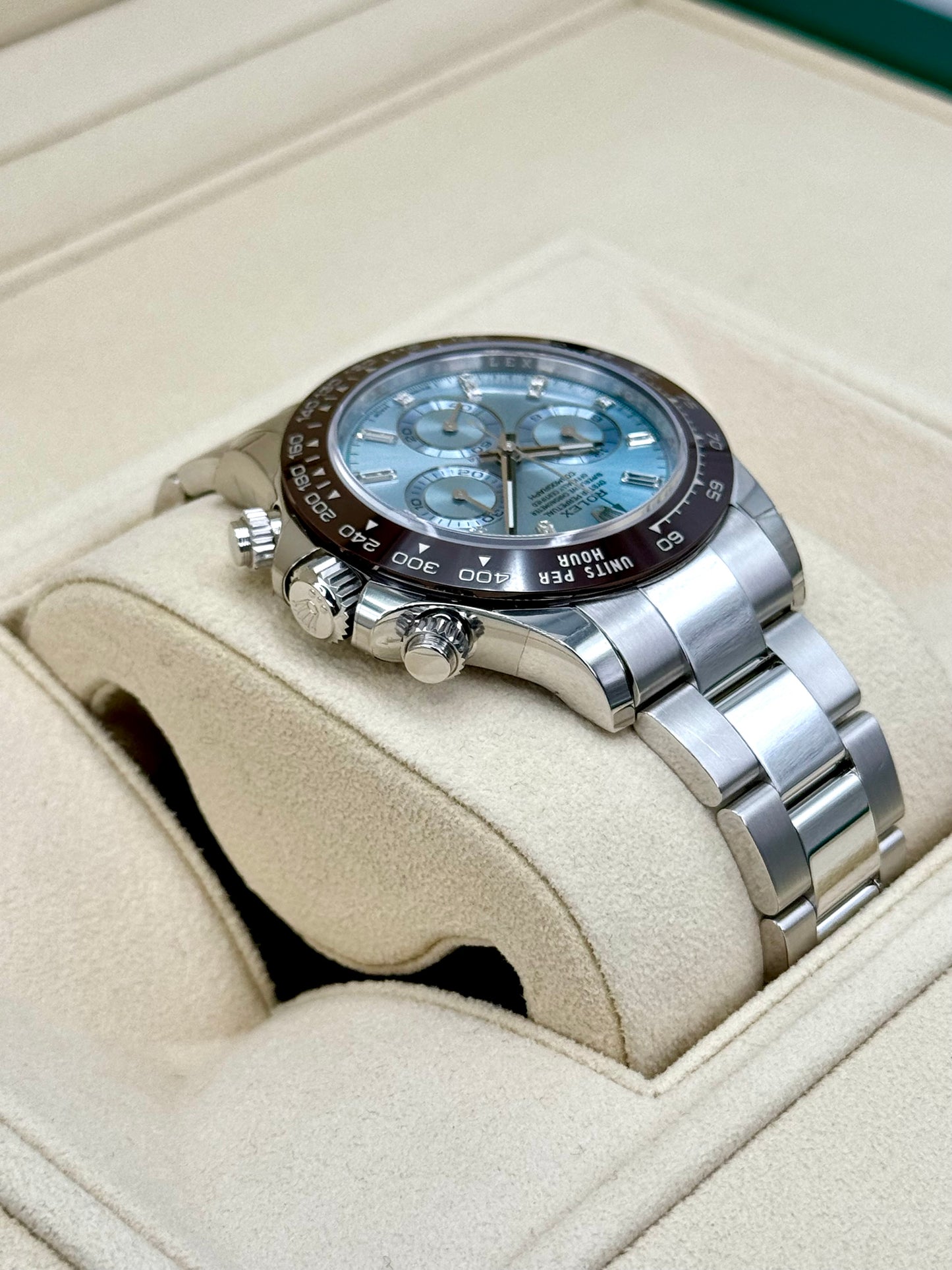 NEW Rolex Daytona 40mm 116506 Platinum Ice Blue Diamond Baguette Dial