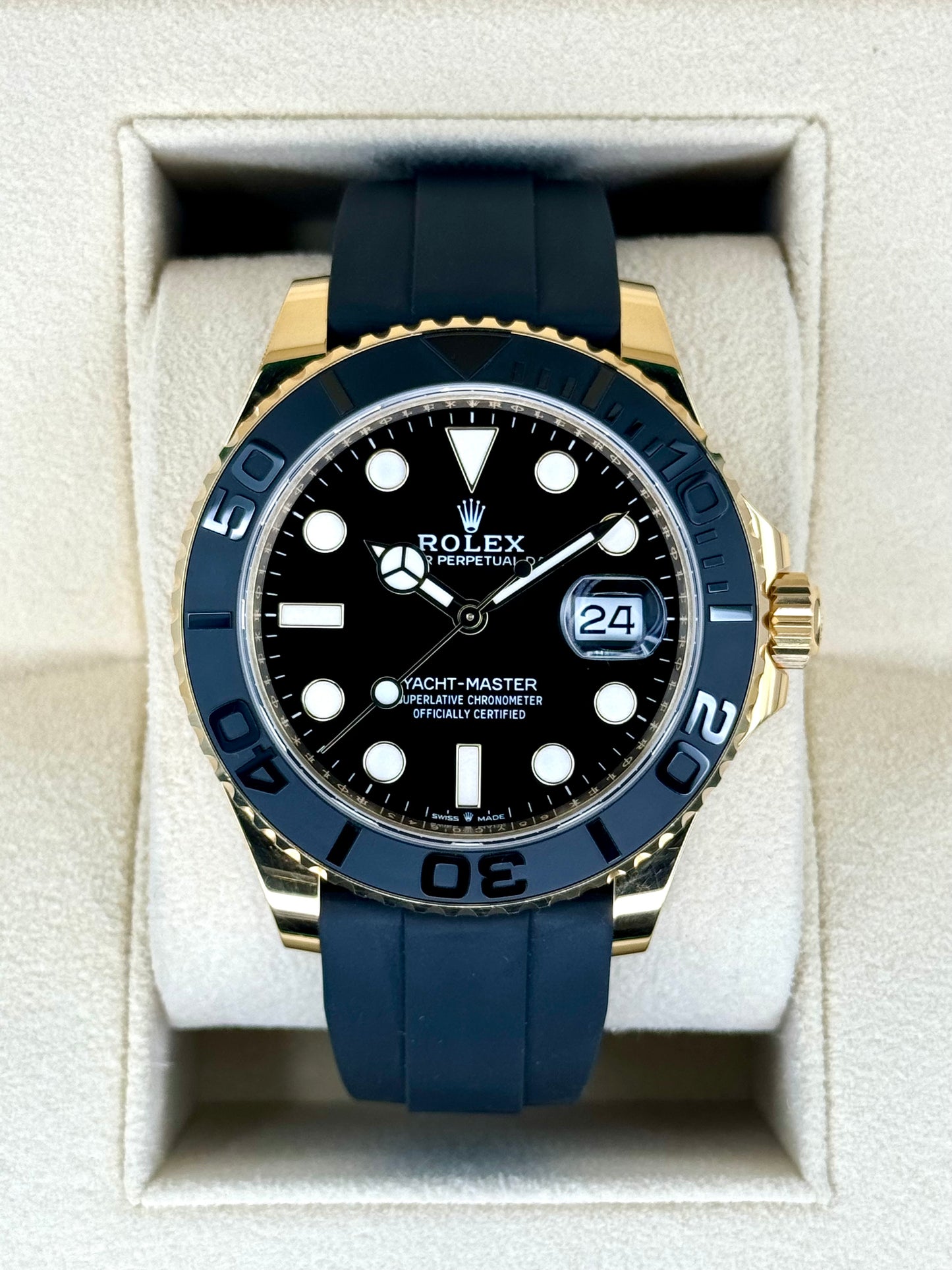 2024 Rolex Yacht-Master 42mm 226658 Gold Oysterflex Black Dial