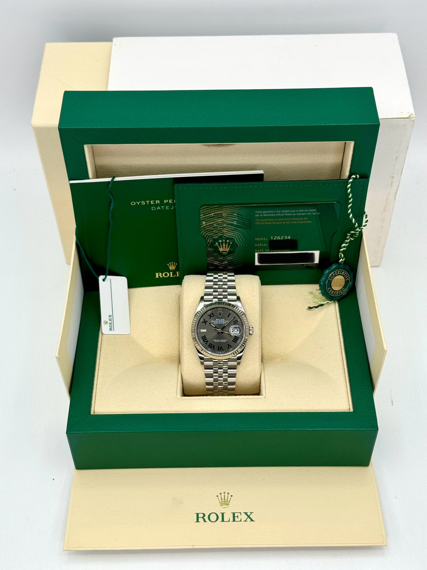 2021 Rolex Datejust 36mm 126234 Jubilee Wimbledon Dial