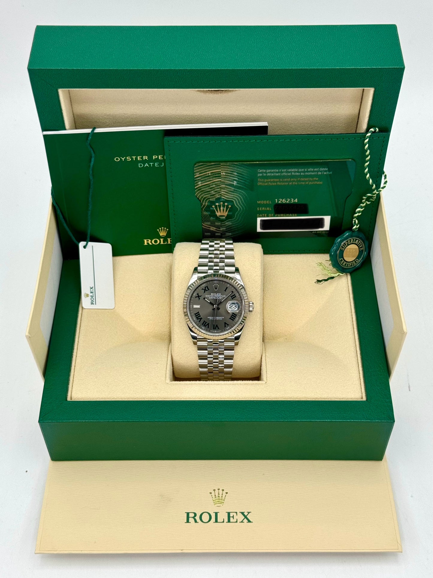 2021 Rolex Datejust 36mm 126234 Jubilee Wimbledon Dial