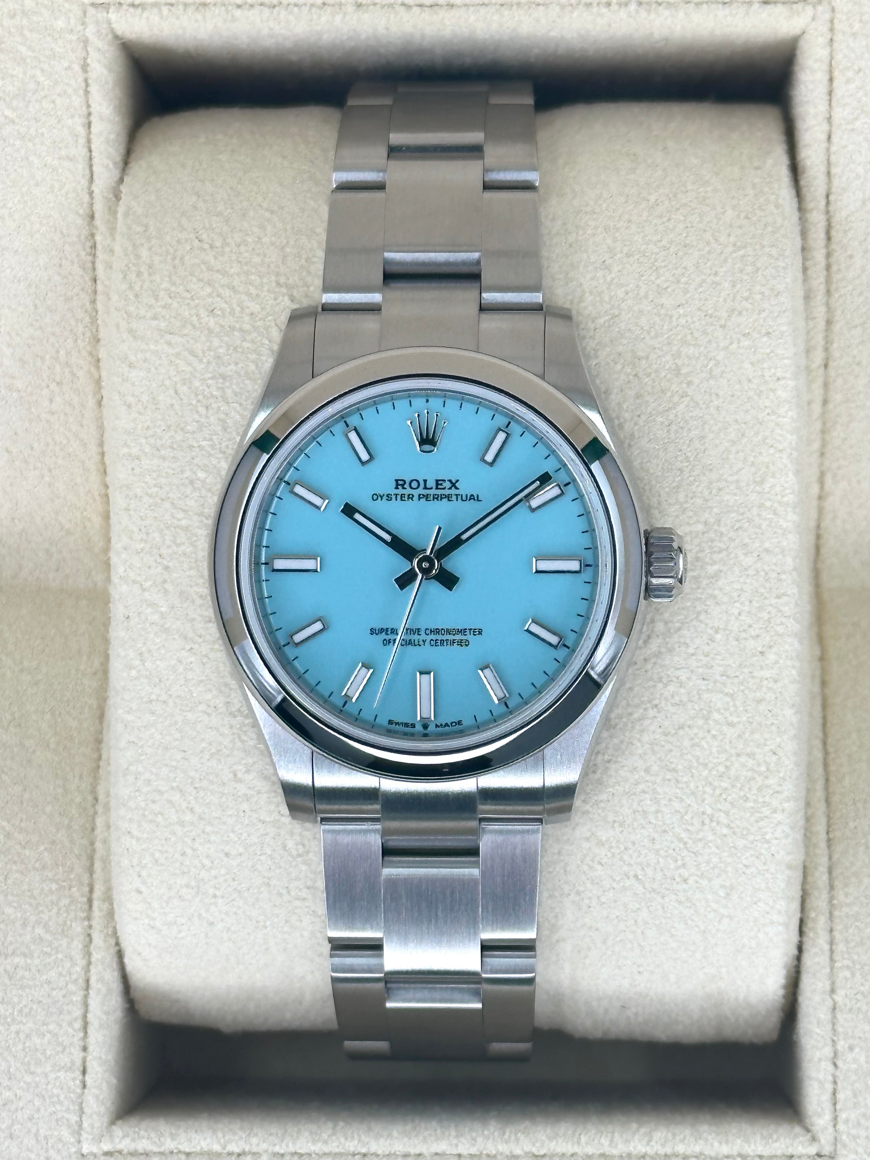 NEW 2024 Rolex Oyster Perpetual 31mm 277200 Tiffany Blue Dial MyWatchLLC