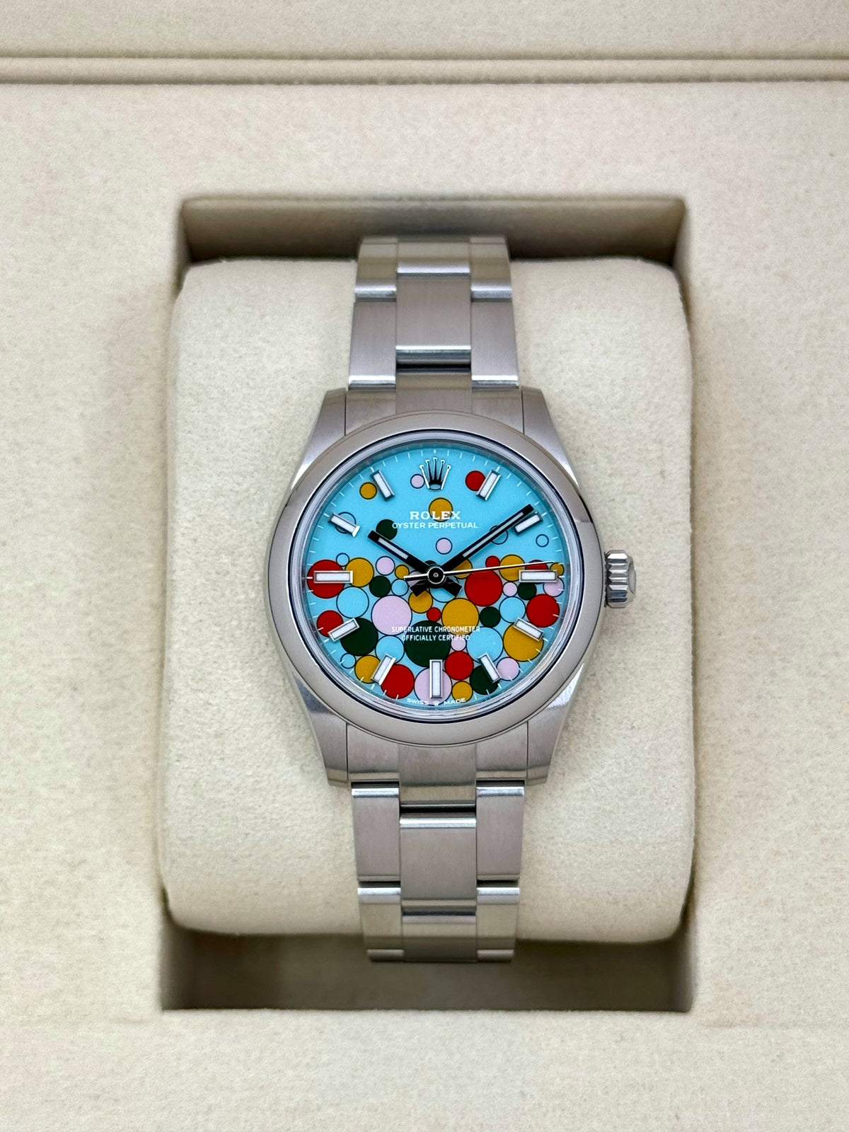 Rolex Oyster Perpetual 31mm
Stainless Steel Watch Celebration
??? 77080 SALE??? Rolex Oyster Perpetual 31mm Stainless Steel Green Dial Watch  main image 2