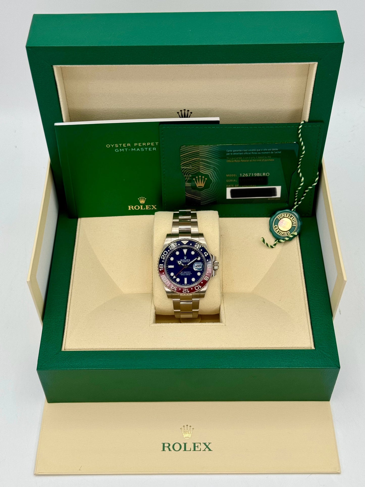 2022 Rolex GMT-Master II "Pepsi" 40mm 126719BLRO White Gold Oyster