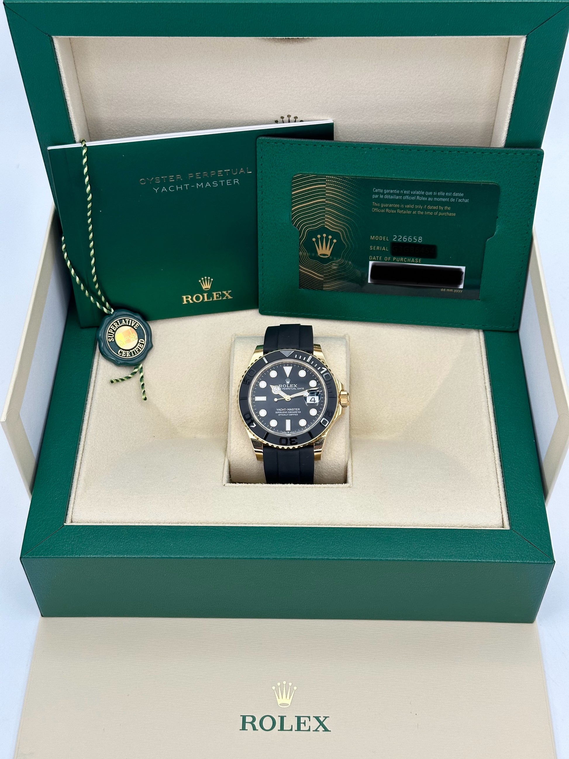 NEW 2024 Rolex Yacht-Master 42mm 226658 Gold Oysterflex Black Dial - MyWatchLLC