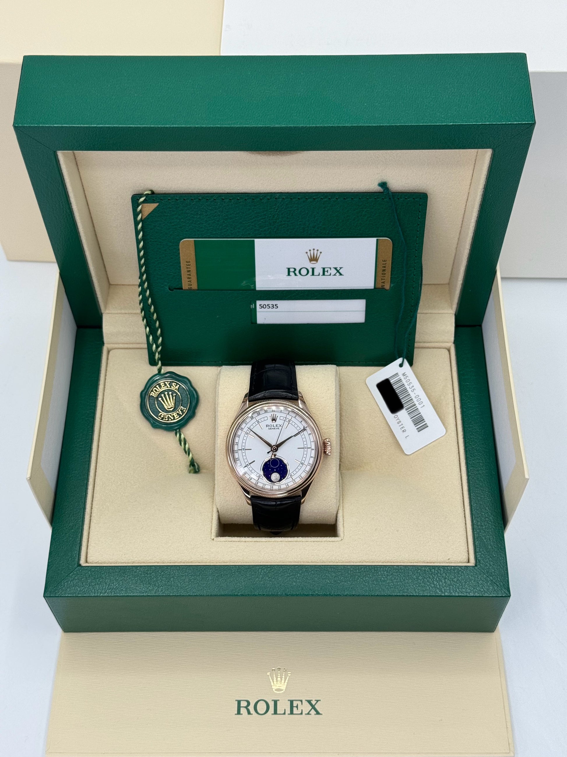2019 Rolex Cellini Moonphase 39mm 50535 Rose Gold White Dial - MyWatchLLC