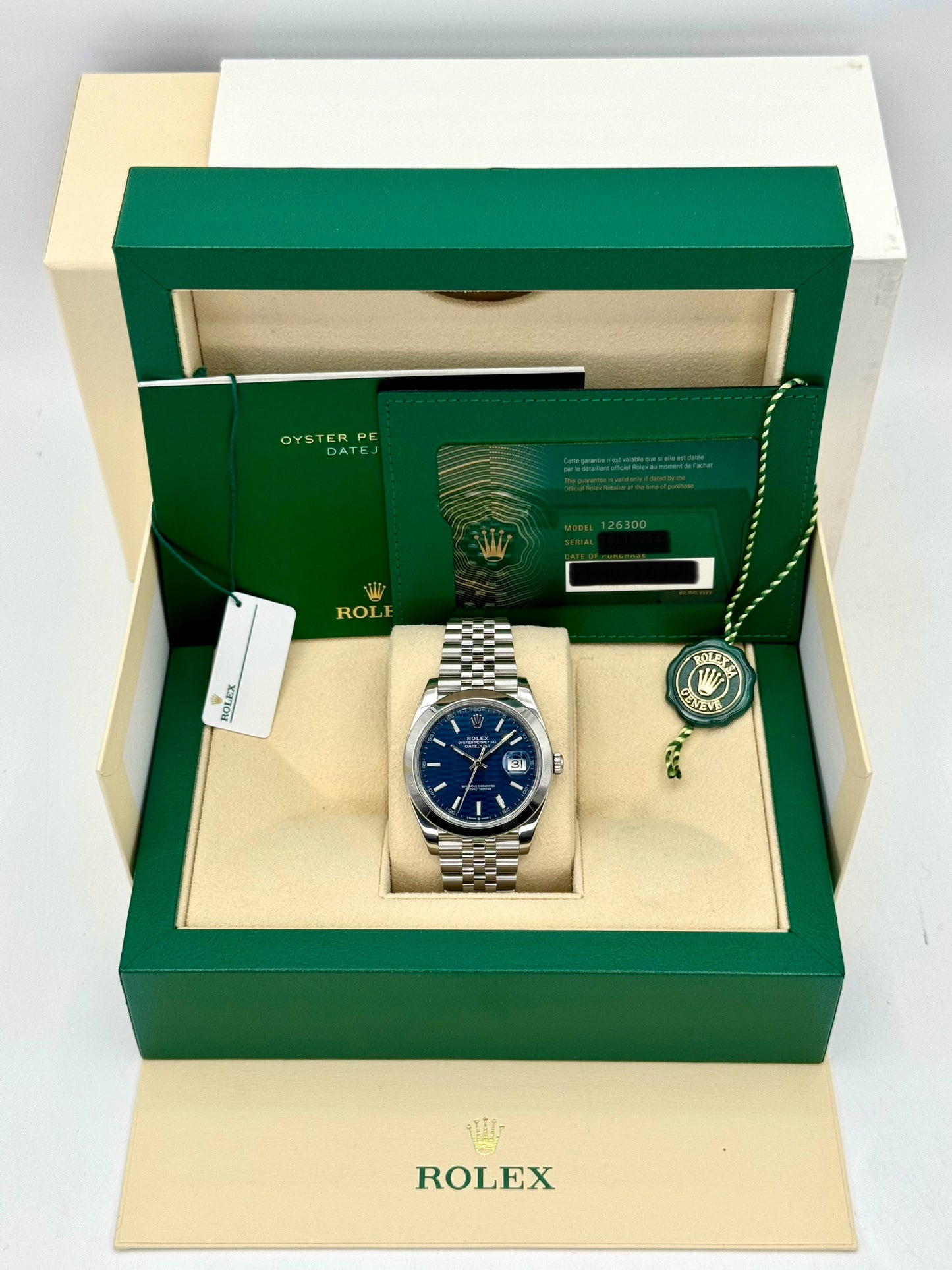 2022 Rolex Datejust 41mm 126300 Stainless Steel Jubilee Blue Motif Dial