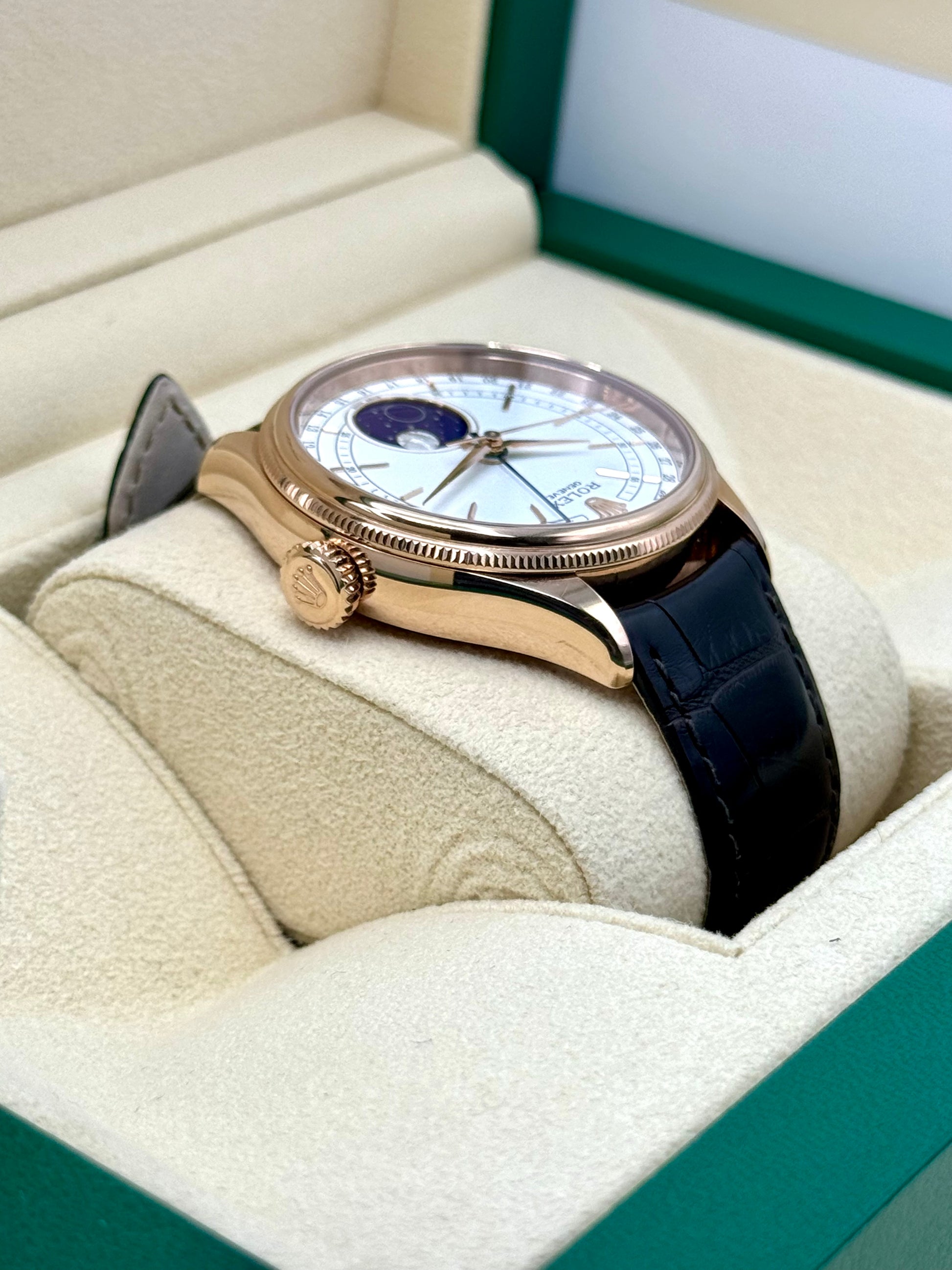 2020 Cellini Moonphase 39mm 50535 Rose Gold White Dial - MyWatchLLC