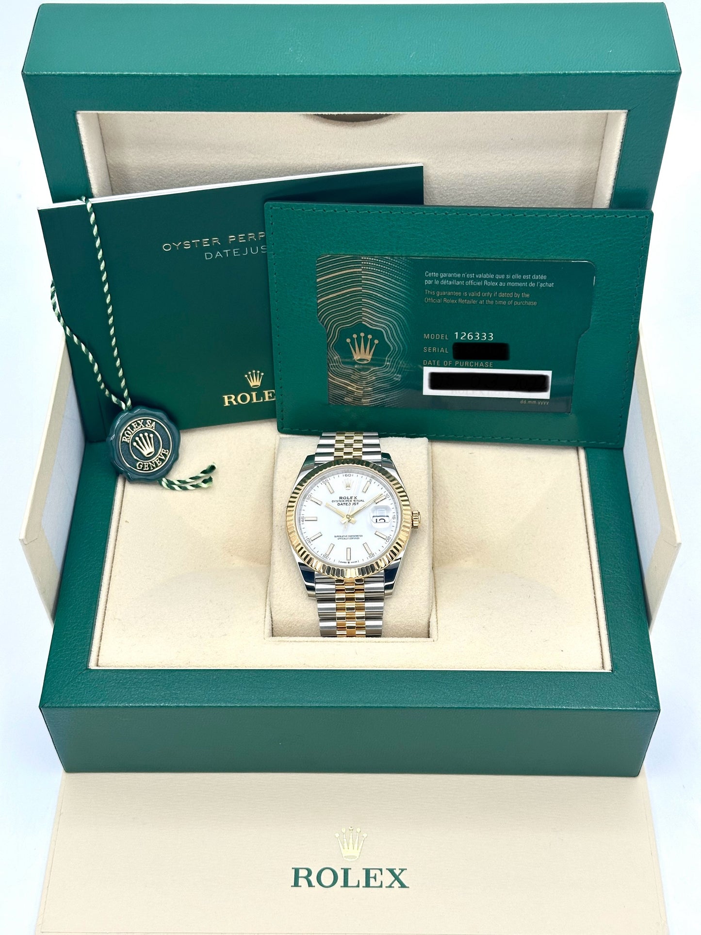2022 Rolex Datejust 41mm 126333 Two-Tone Jubilee White Dial