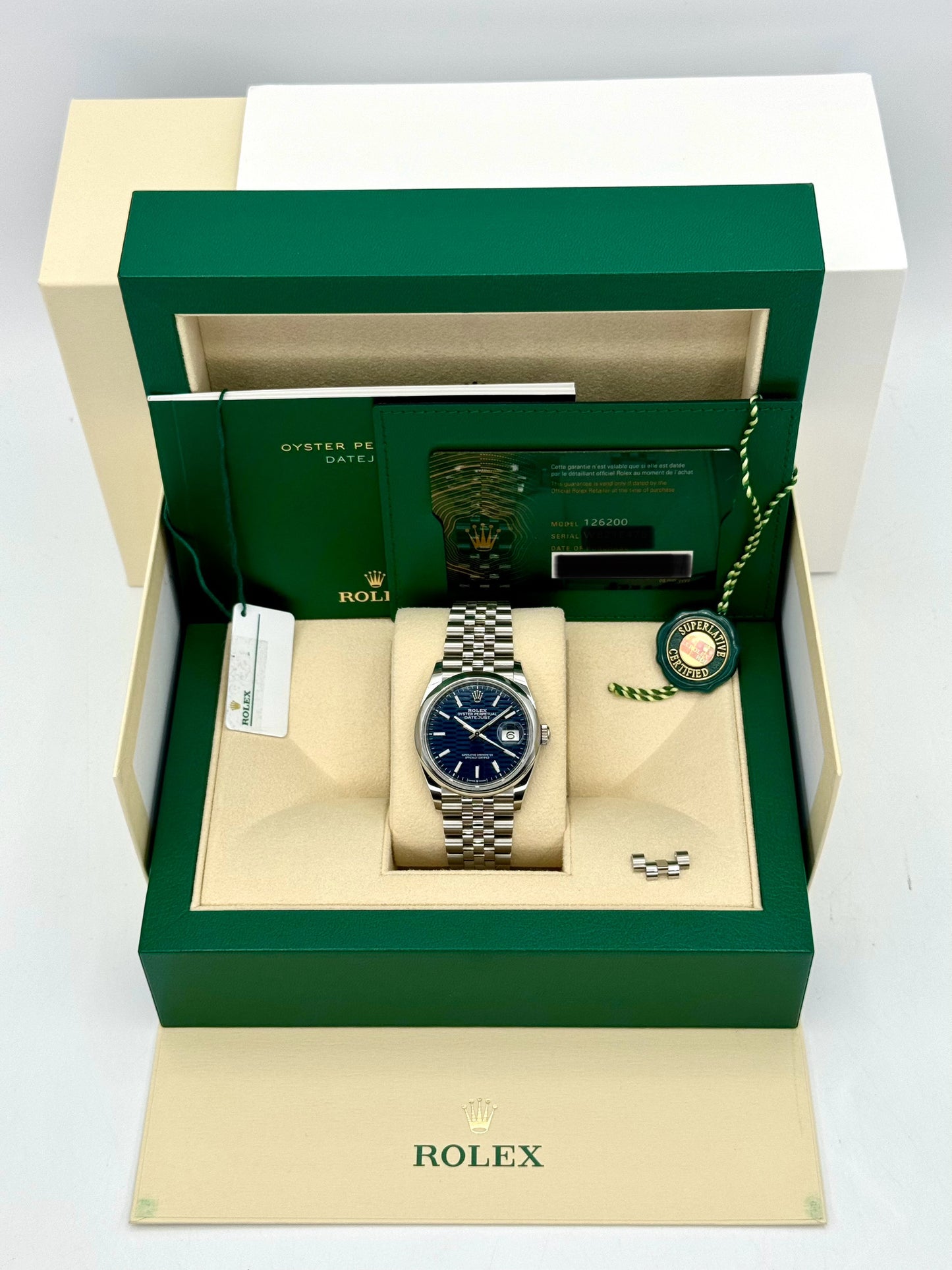 Rolex 2024 Datejust 36mm 126200 Jubilee Blue Motif Dial