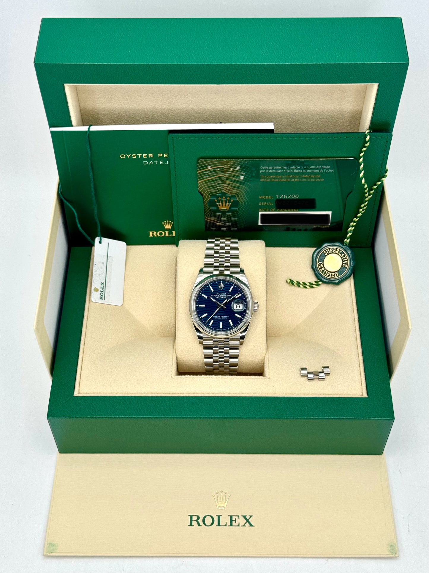 Rolex 2024 Datejust 36mm 126200 Jubilee Blue Motif Dial