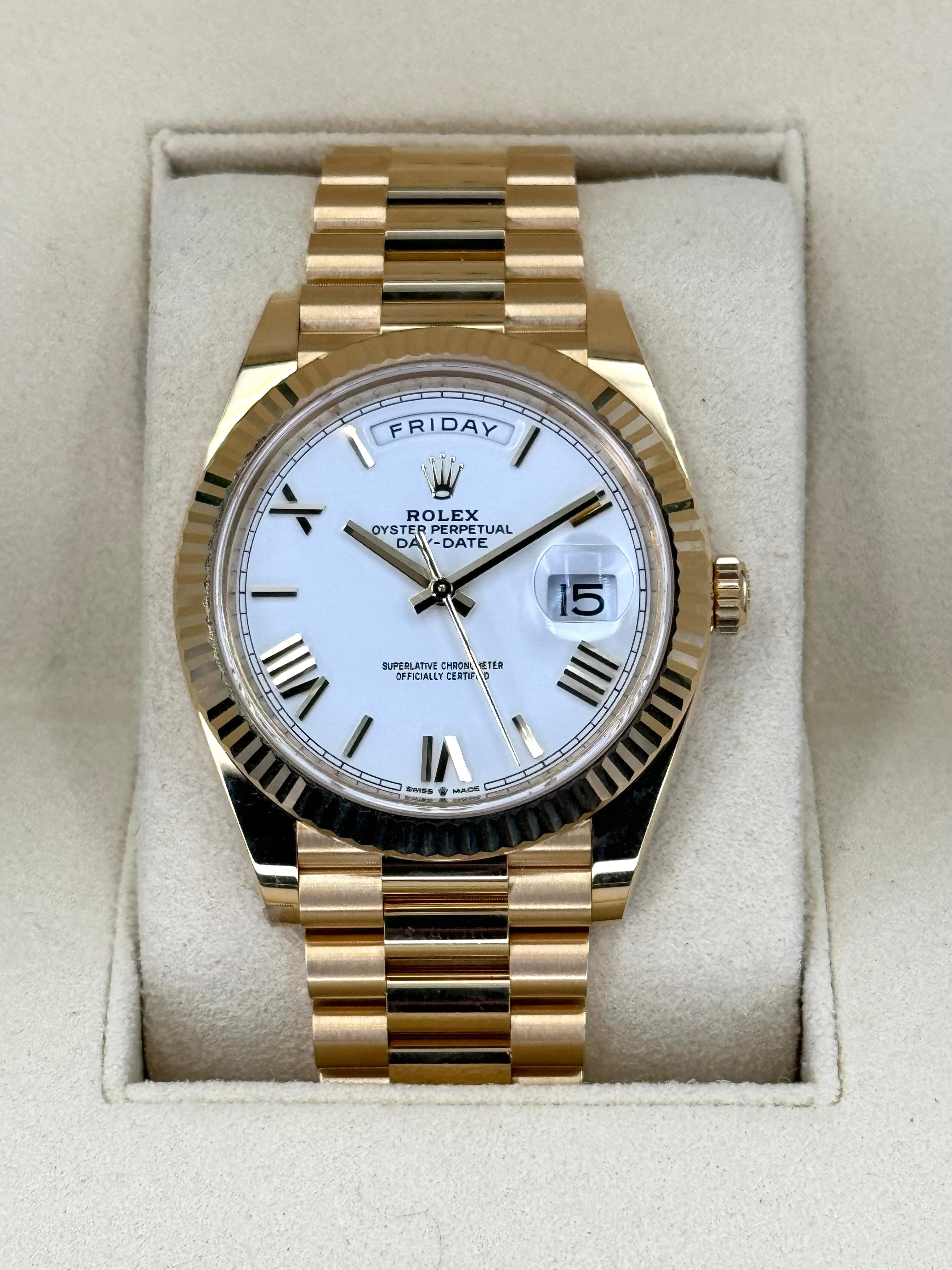 NEW 2021 Rolex Day Date 40mm 228238 Presidential White Roman Numeral Dial