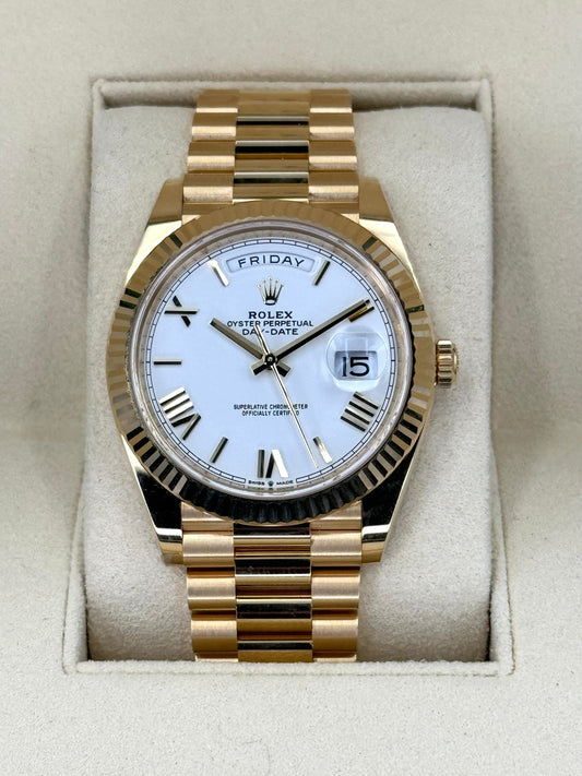 NEW 2021 Rolex Day-Date 40mm 228238 Presidential White Roman Numeral Dial - MyWatchLLC