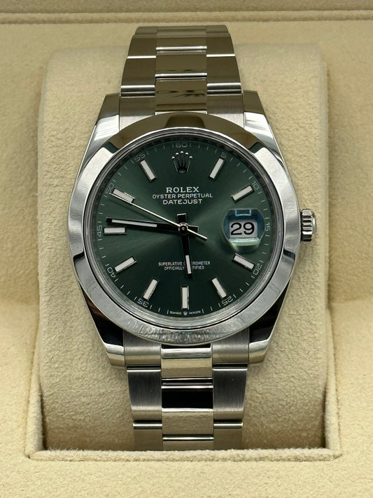 2022 Rolex Datejust 41mm Stainless Steel Green Dial Oyster - MyWatchLLC